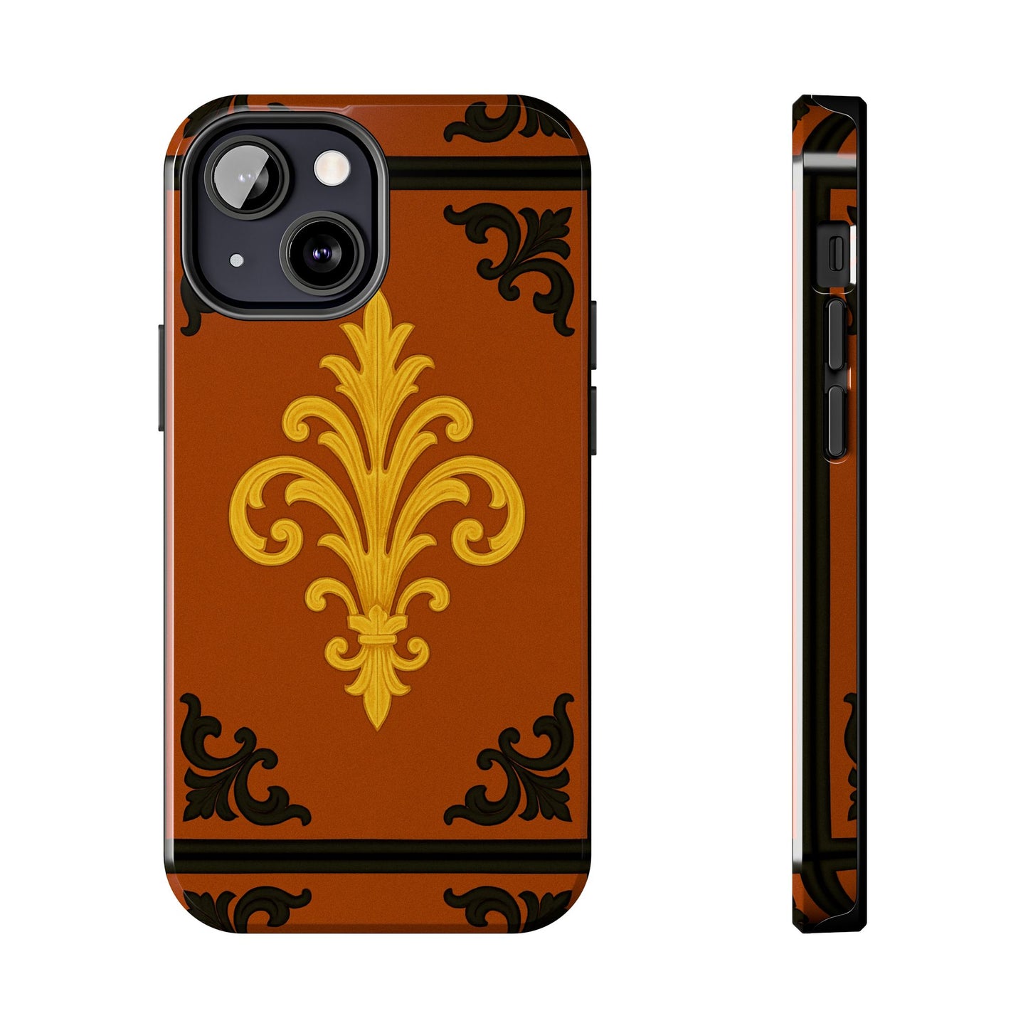 Dusk Terracotta Baroque Tough Phone Case — Vintage Baroque Design, Protective iPhone Cover