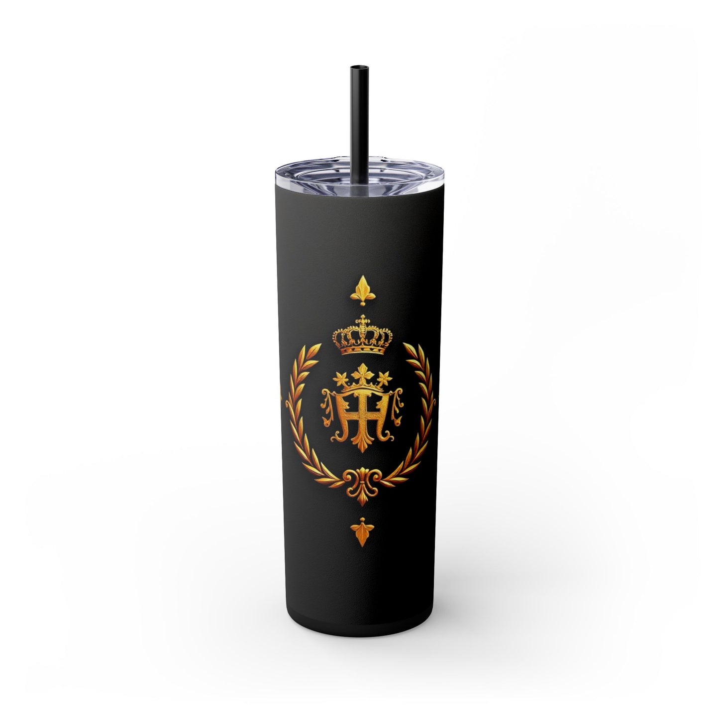 Elegant Gold Crown Skinny Tumbler with Straw, 20oz - Stylish Drinkware for Every Occasion, Royal Inspired, Ideal Gift for Her - Gold Crest