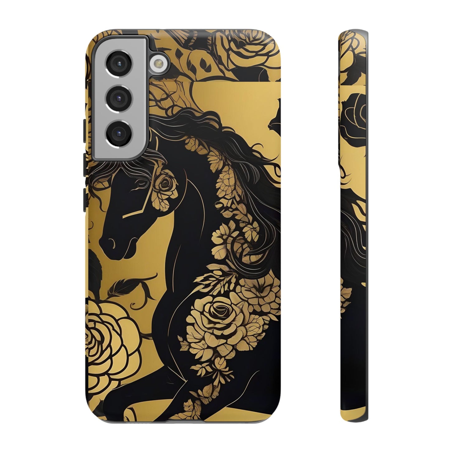 Phone Case - Elegant Horse & Roses Design