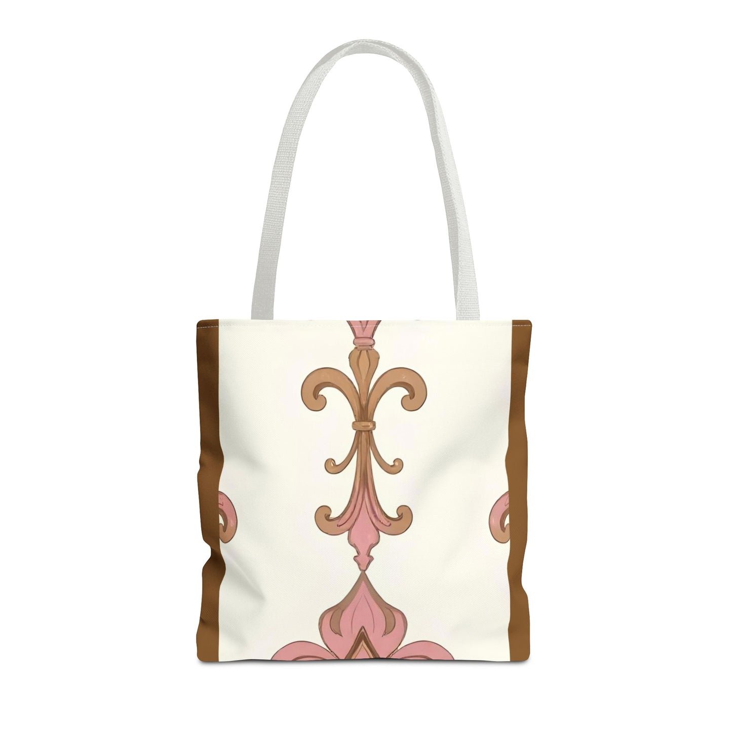 Elegant Floral Tote Bag - Perfect for Everyday Use, Shopping, Gifts, Summer Outings, and Special Occasions - Brown Striped Pink Arabesque