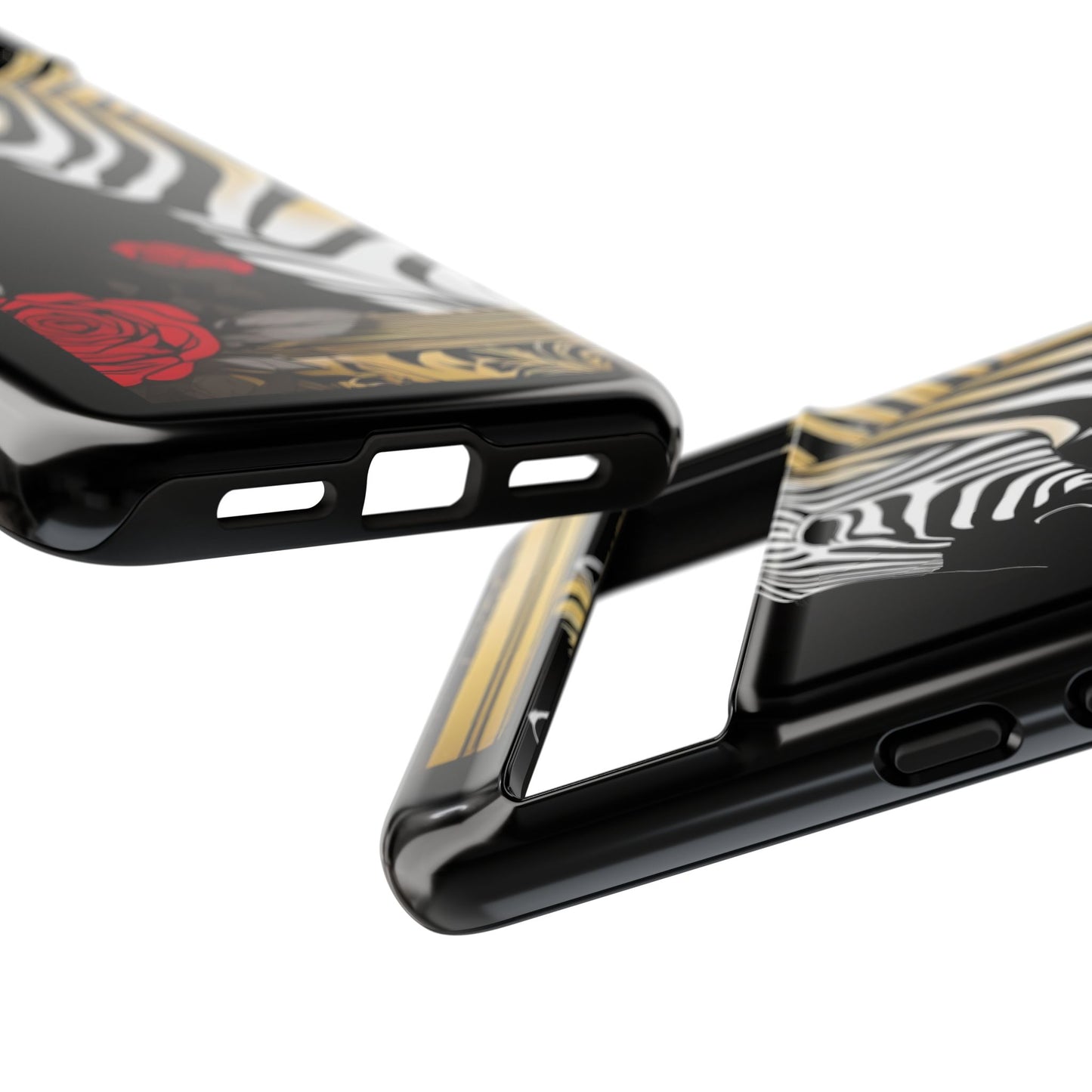 Phone Case - Elegant Zebra & Roses Design