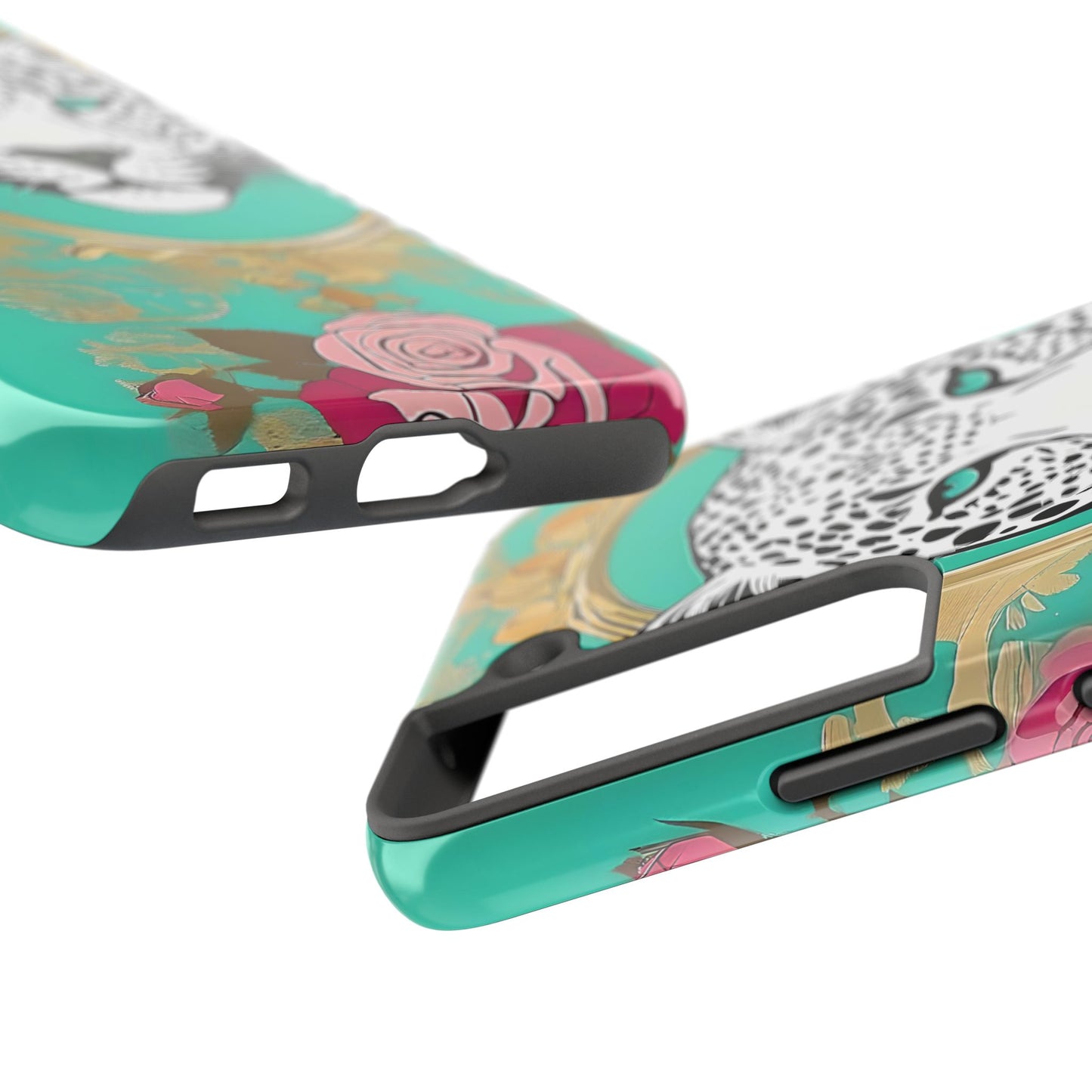 Leopard Tough Phone Case - Trendy Floral Design for Animal Lovers - Leopard & Rose