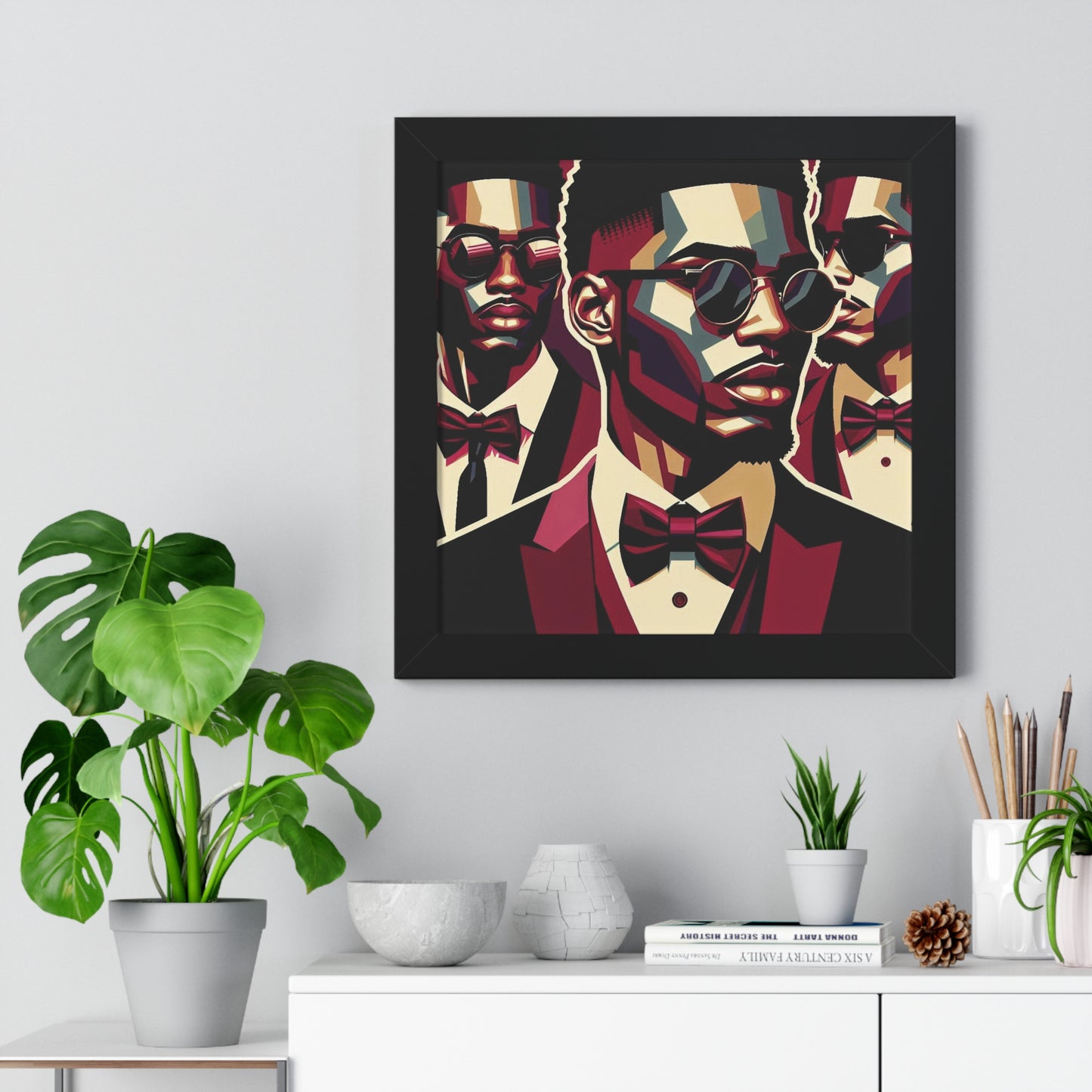Stylish Framed Vertical Poster - Modern Art for Home Decor - Man In Burgundy Suit