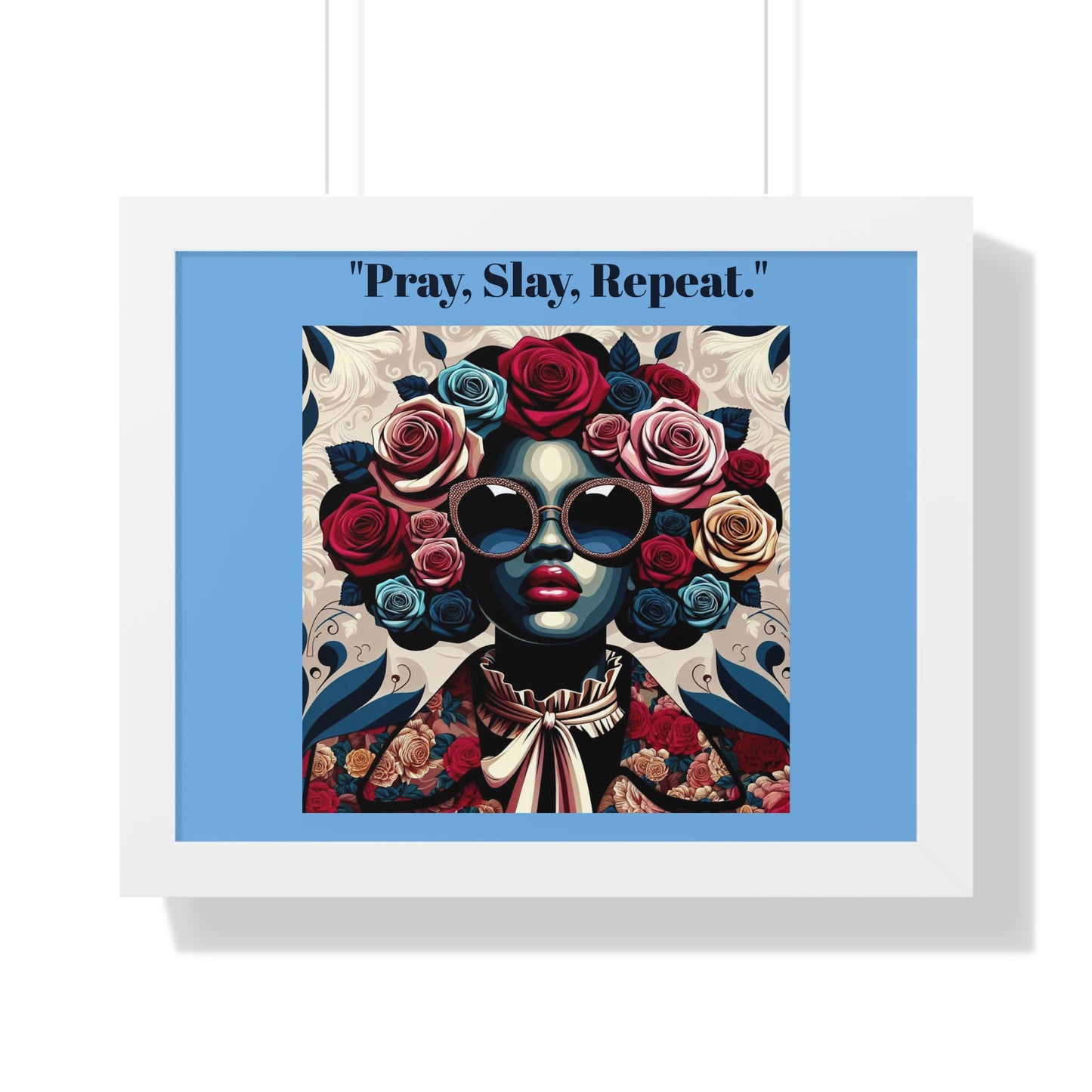 Empowering Art Print – "Pray, Slay, Repeat" Framed Poster for Inspirational Home Decor