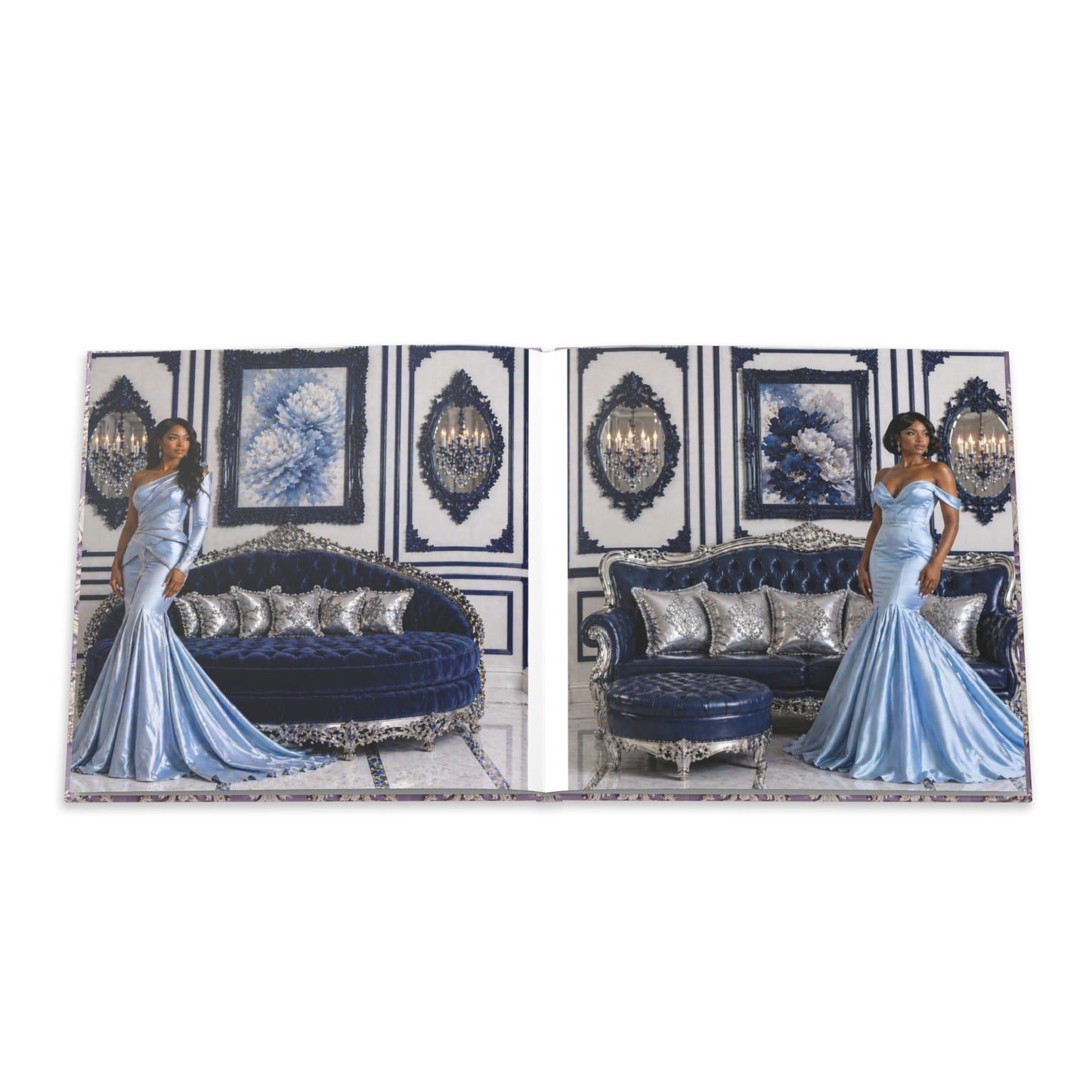 High Fashion Photos Featuring Ball Gowns - Lavender Rococo Hardcover Photo Book — Elegant Vintage-Style Keepsake