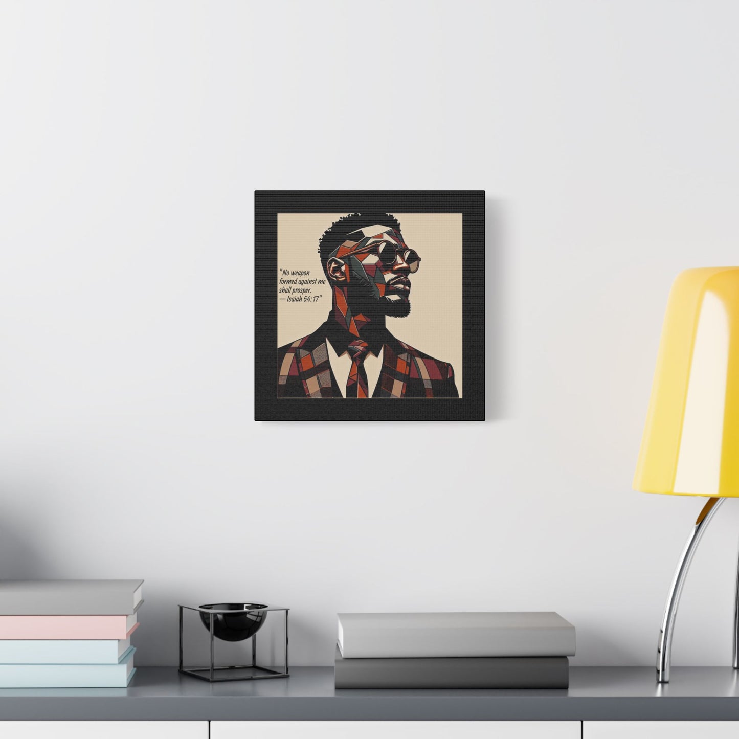 Afro Art Print Canvas, Wall Decor, Satin Stretched Canvas, African American Art, Office Decor, Home Decor - Isaiah 54:17