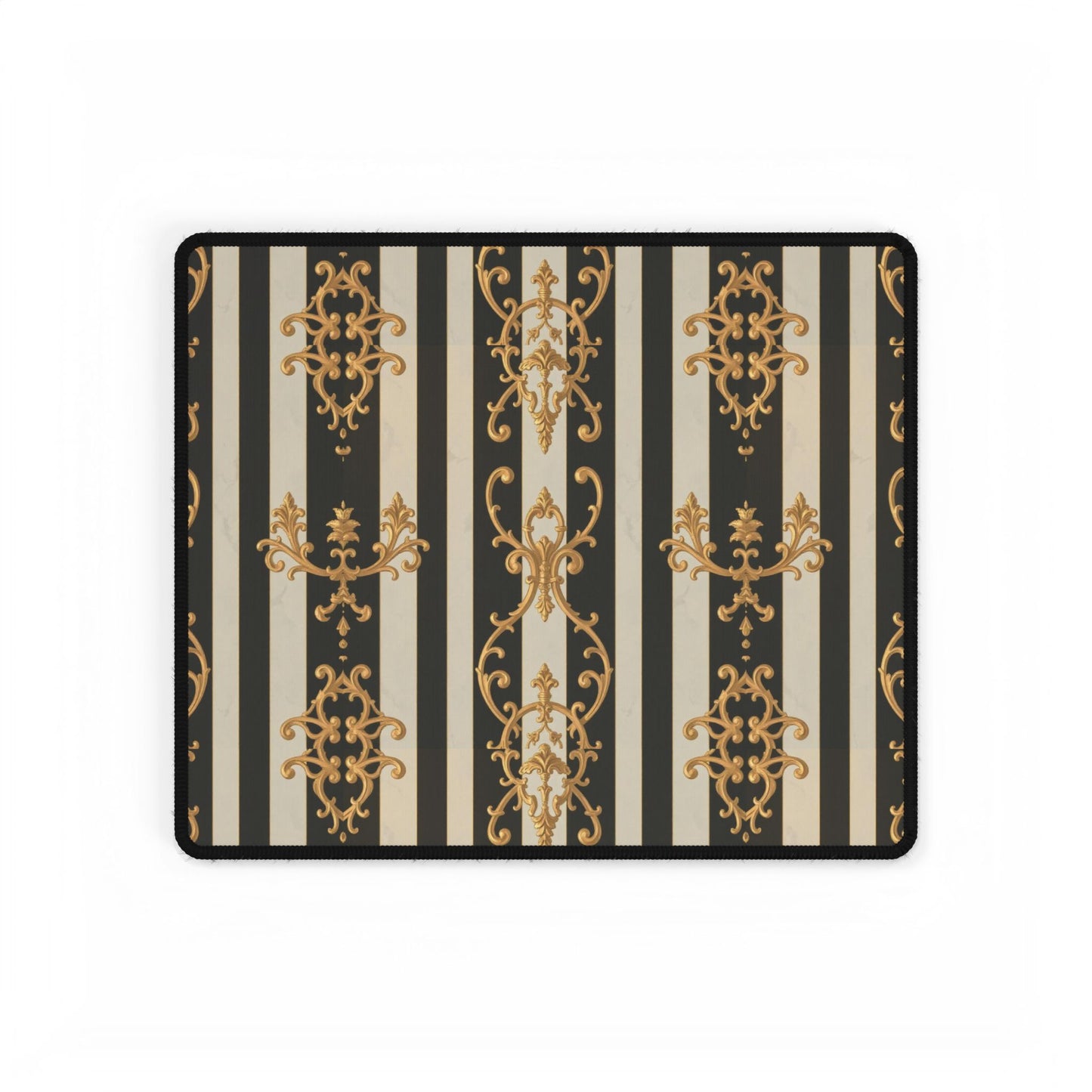Elegant Black & Alabaster Striped Baroque Desk Mats - Stylish Office Accessories for Home & Work, Gamer Mats, Desk Decor, Chic Gifts