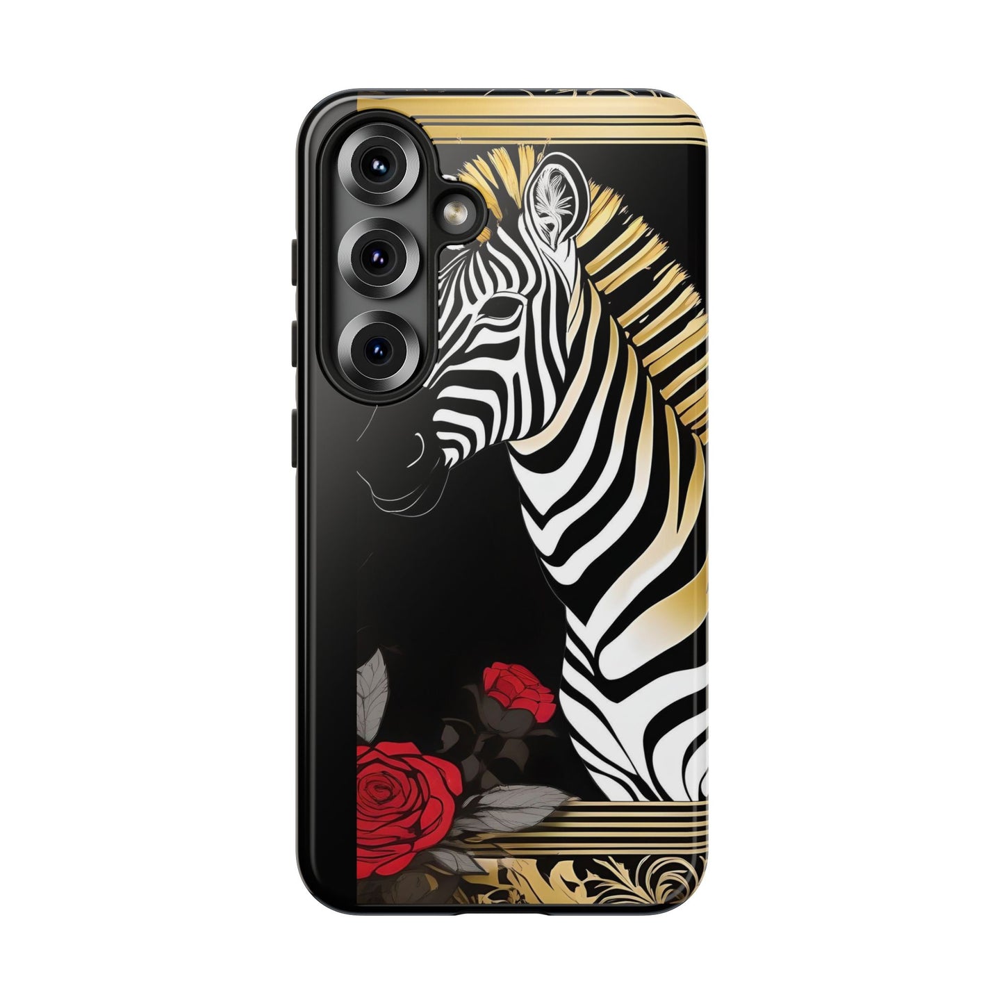 Phone Case - Elegant Zebra & Roses Design