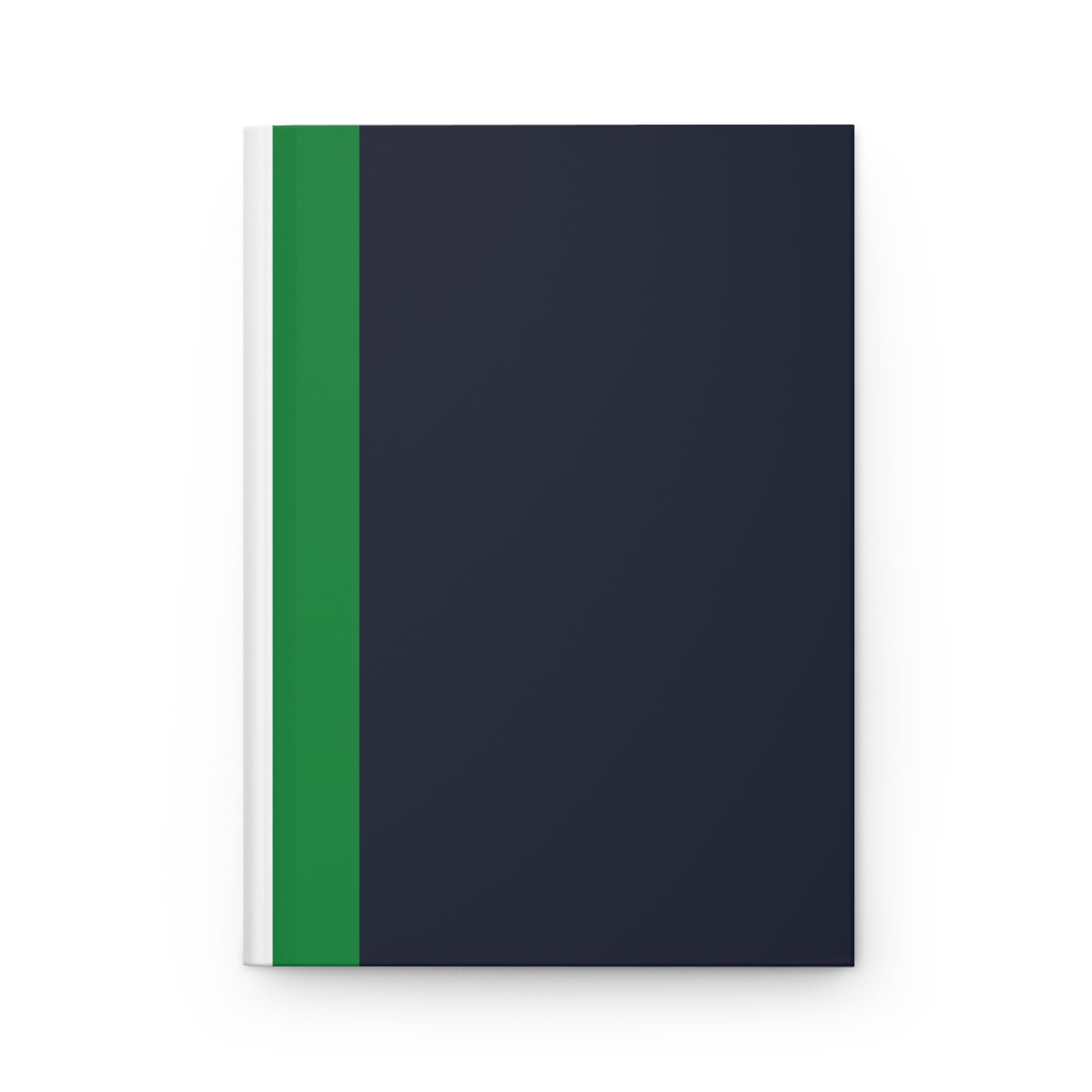 Lunar Midnight & Green-White Striped Elegant Hardcover Journal, Minimalist Notebook, Daily Planner, Green Accent Journal, Gift for Writers & Students