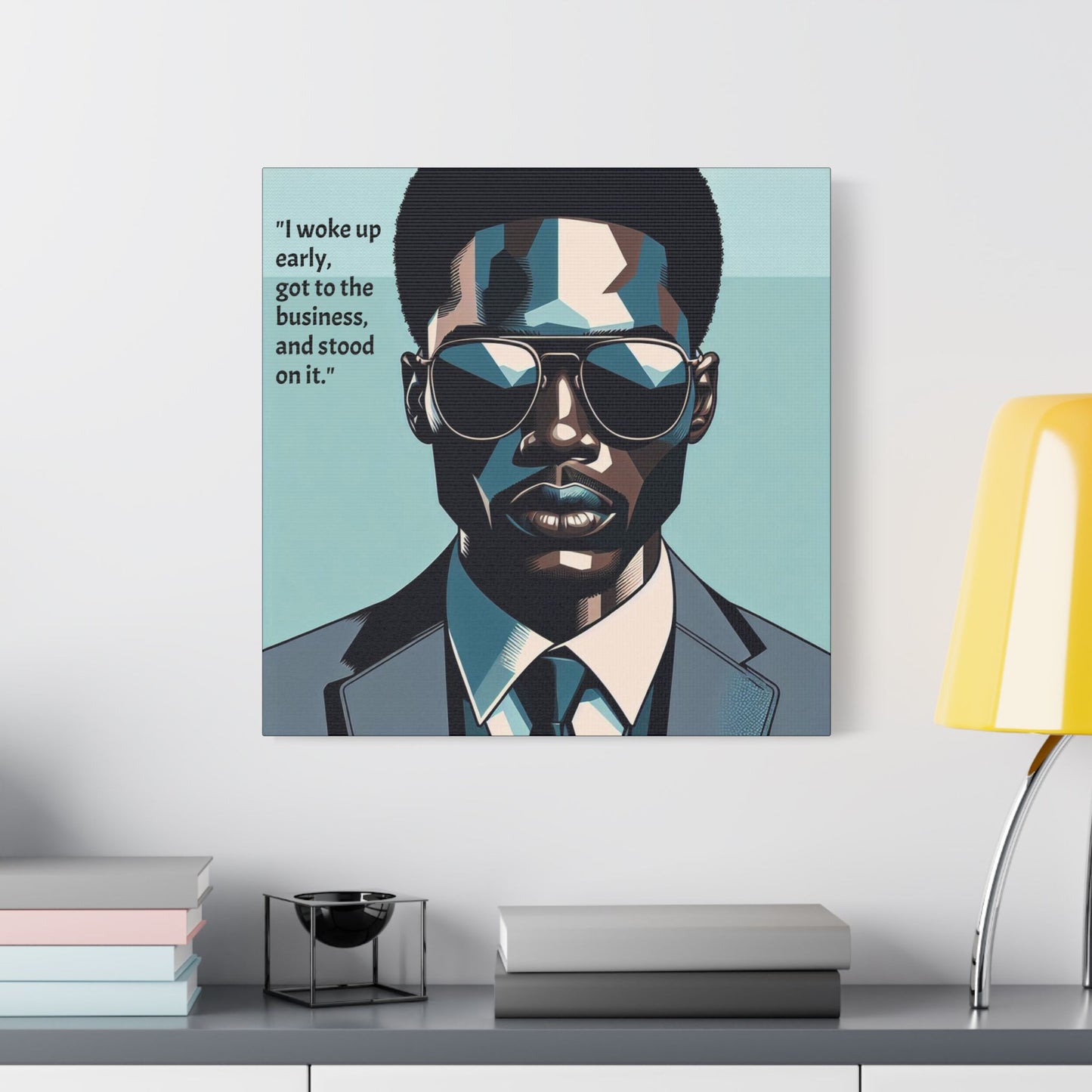 Afro Art Print Canvas, Wall Decor, Satin Stretched Canvas, African American Art, Office Decor, Home Decor - "I woke up early"