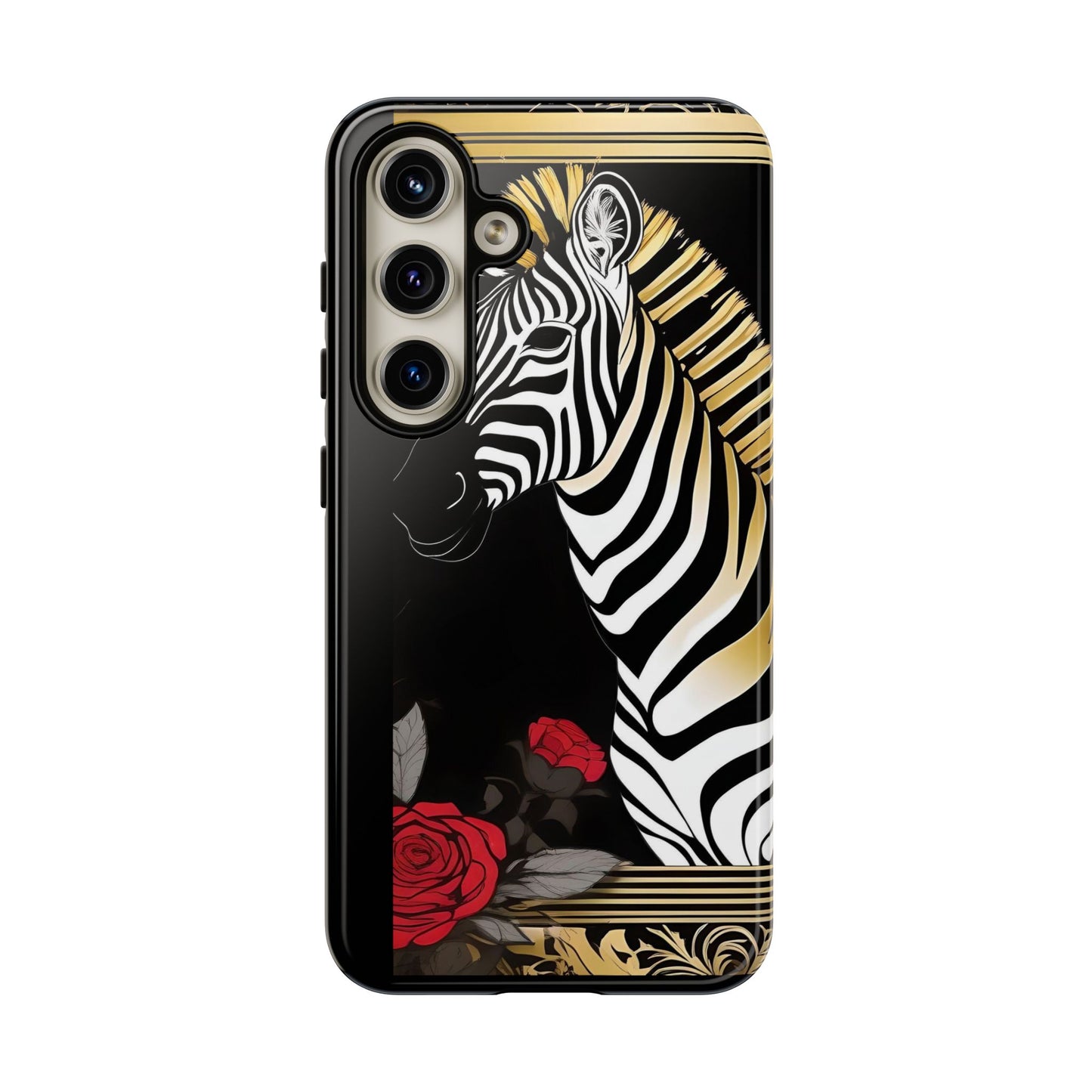 Phone Case - Elegant Zebra & Roses Design