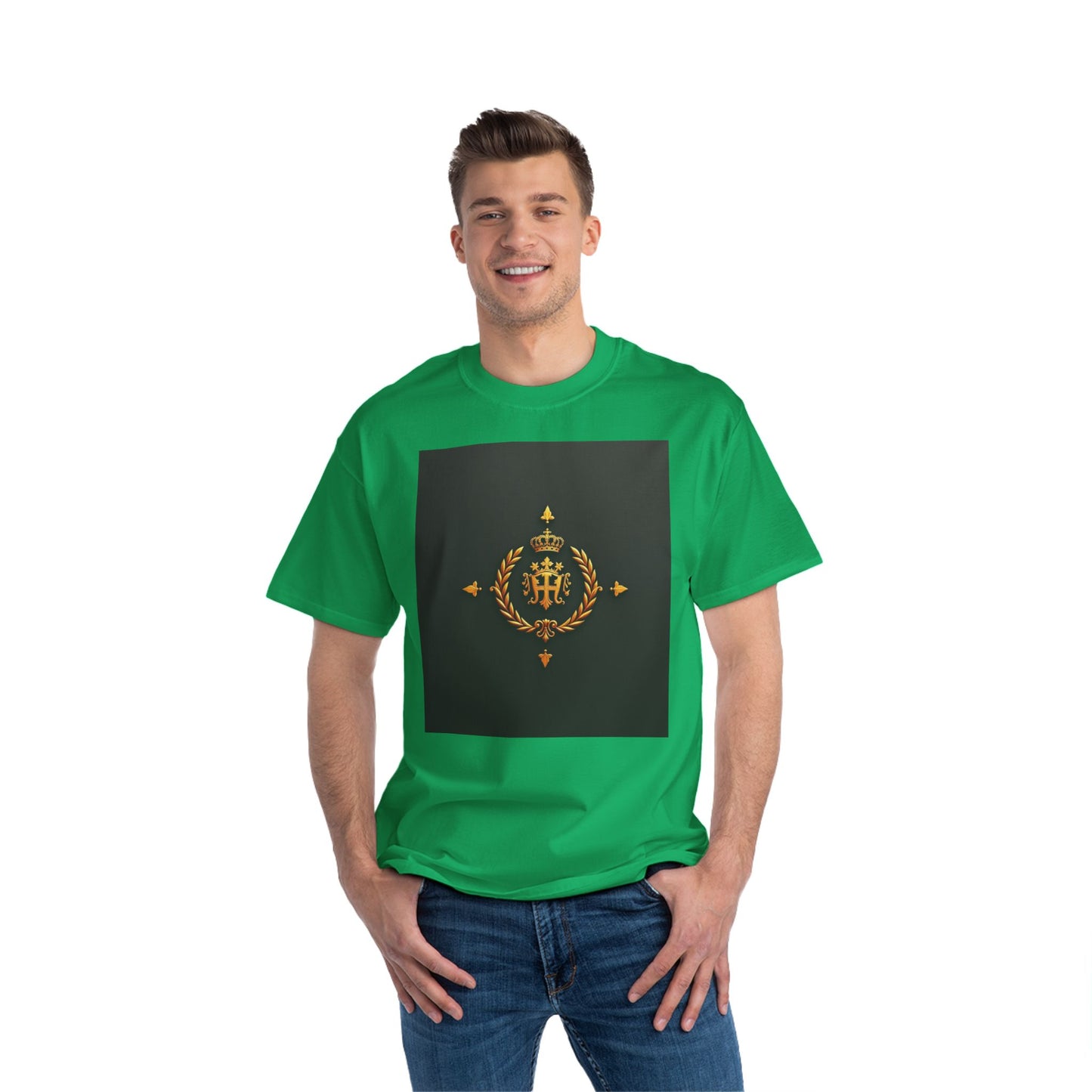 Stylish Gold Emblem T-Shirt, Casual Tee, Unique Gift, Everyday Wear, Graphic Shirt, Fashion Statement - Gold Crest