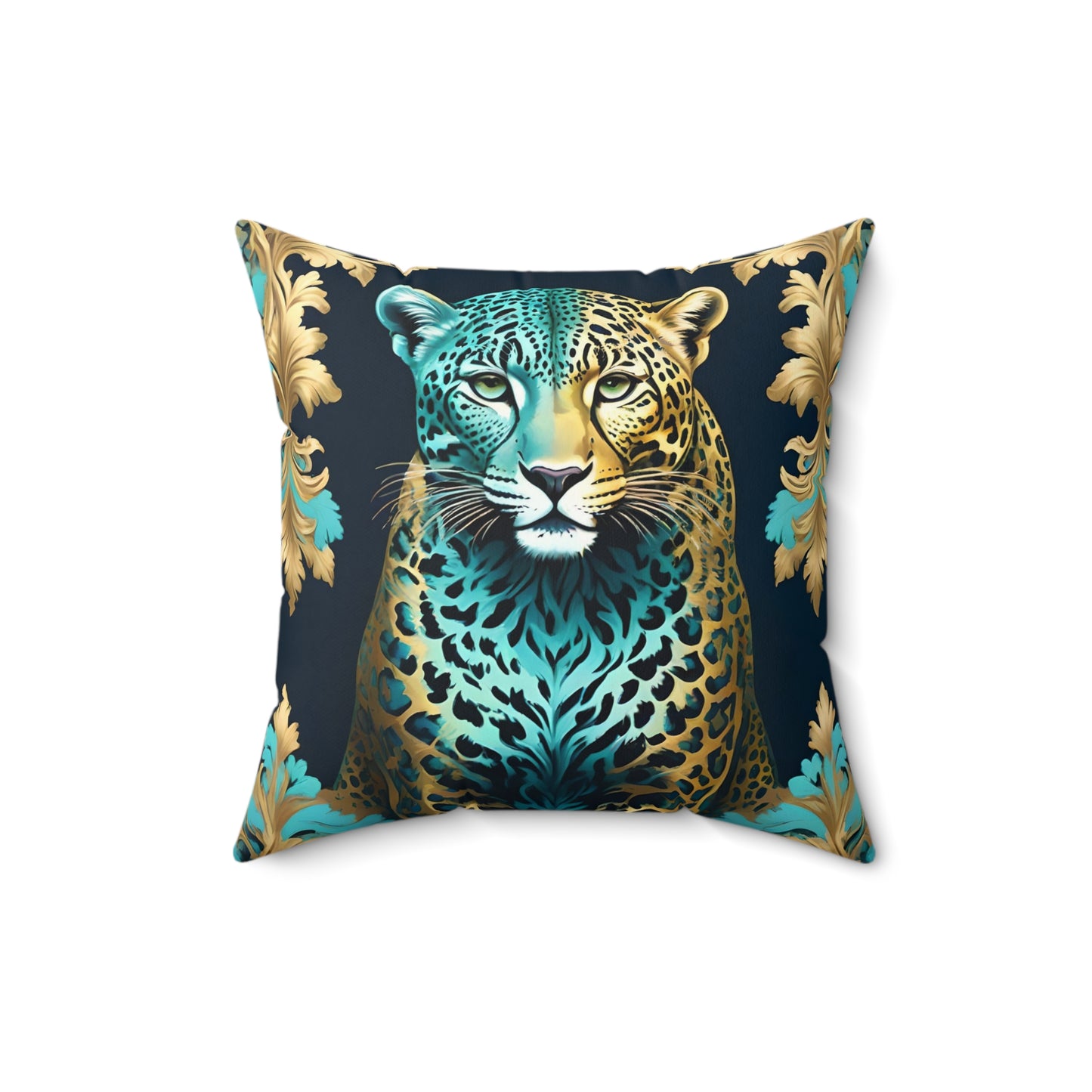 Elegant Leopard Print Faux Suede Pillow - Luxurious Home Decor - Turquoise Leopard