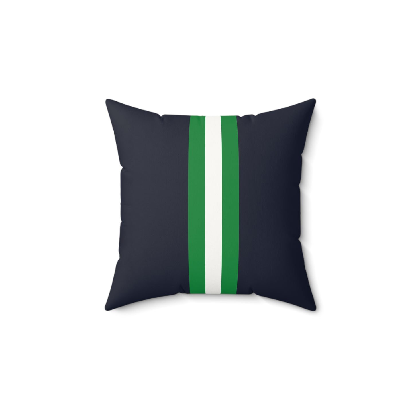 Lunar Midnight & Green-White Striped Modern Faux Suede Square Pillow, Decorative Cushion, Home Decor, Couch Pillow, Gift for Homeowners