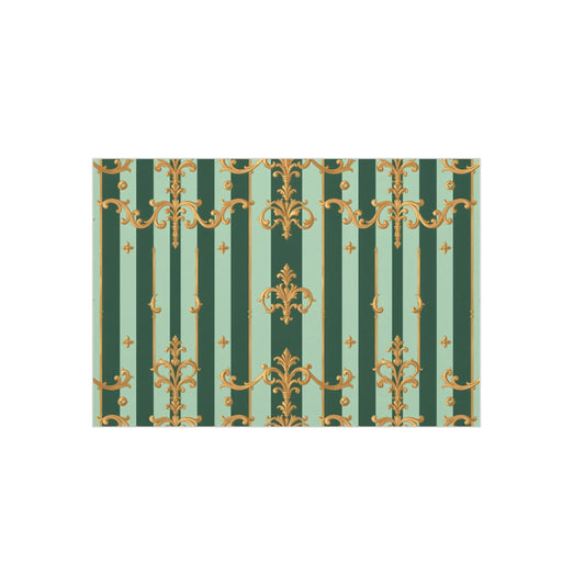 Elegant Wall Art Foam Board, Vintage Green and Gold Decor, Home Office Decoration - Mint Green & Teal Striped Gold Baroque