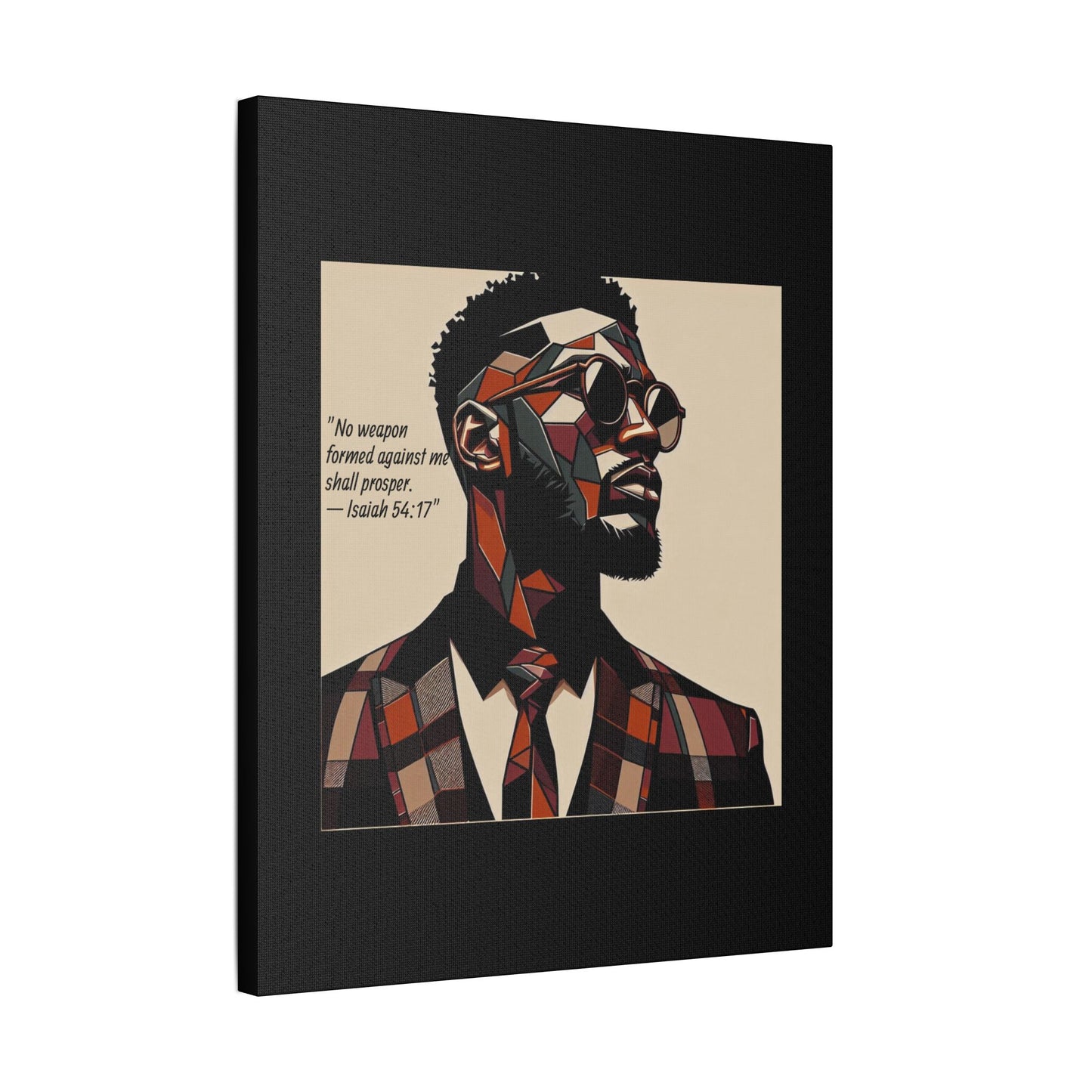 Afro Art Print Canvas, Wall Decor, Satin Stretched Canvas, African American Art, Office Decor, Home Decor - Isaiah 54:17