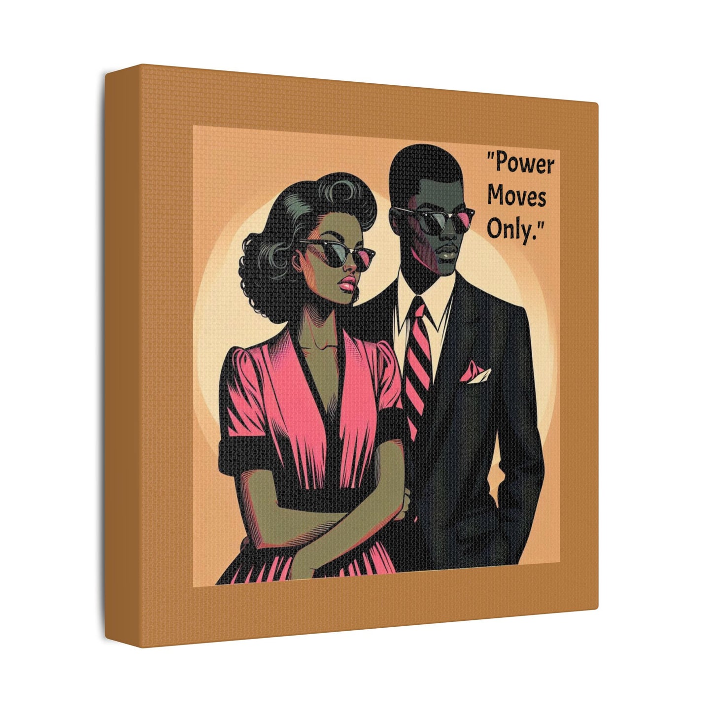Afro Art Print Canvas, Wall Decor, Satin Stretched Canvas, African American Art, Office Decor, Home Decor - "Power Moves Only."