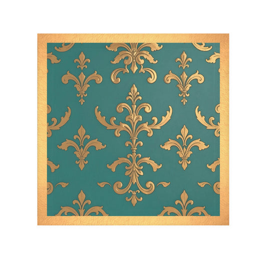 Elegant Vintage Face Towel – Luxurious Gold Pattern for Home & Spa - Aqua & Gold Damask