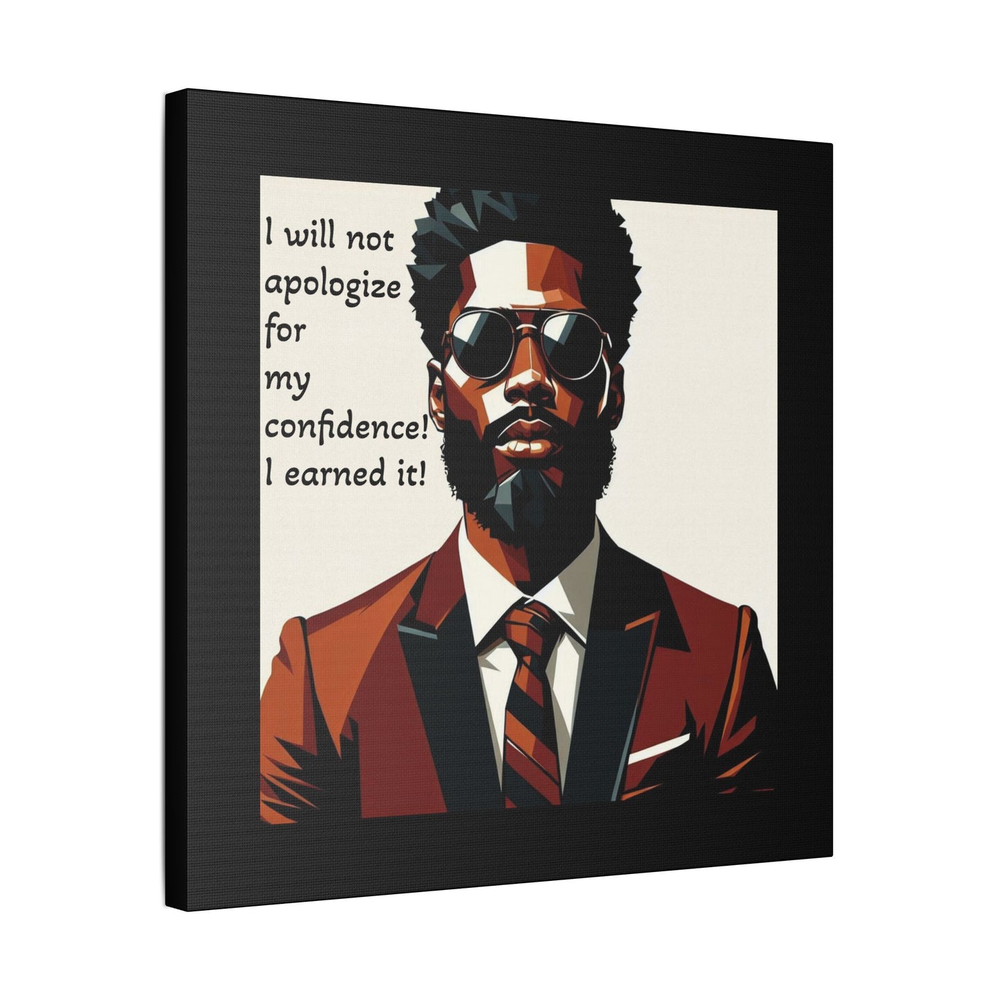 Afro Art Print Canvas, Wall Decor, Satin Stretched Canvas, African American Art, Office Decor, Home Decor - Confident Man In Suit