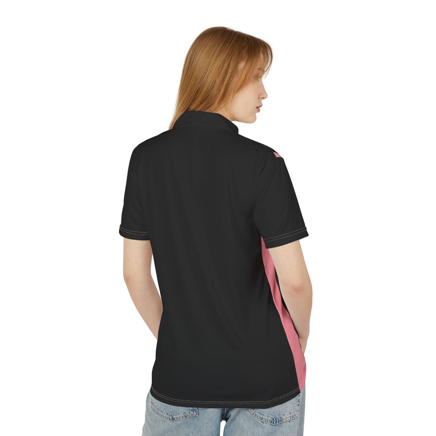 Royal Elegance Unisex Polo Shirt | Stylish Casual Wear, Gift for Him/Her, Summer Outing, Family Gatherings, Fashionable Tops - Pink Striped Gold Crest