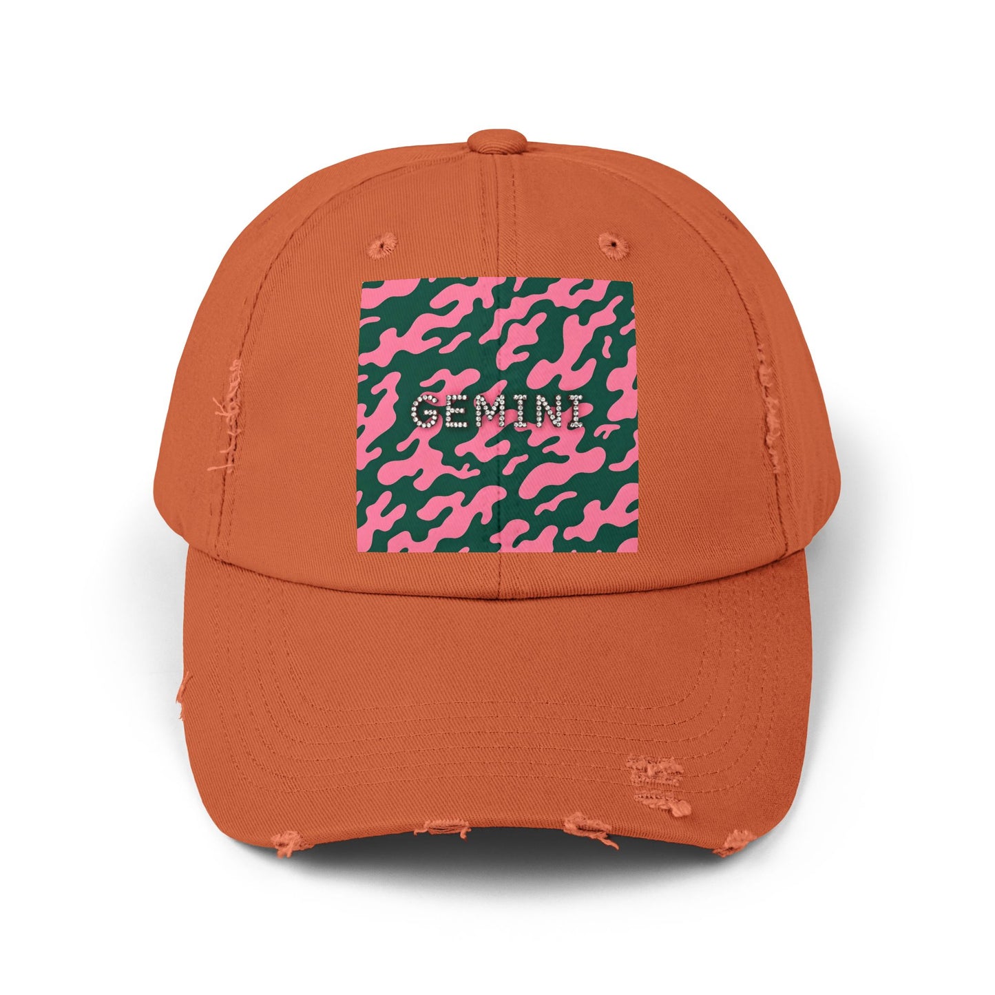 Gemini Distressed Cap - Trendy Unisex Camo Hat for Astrology Lovers