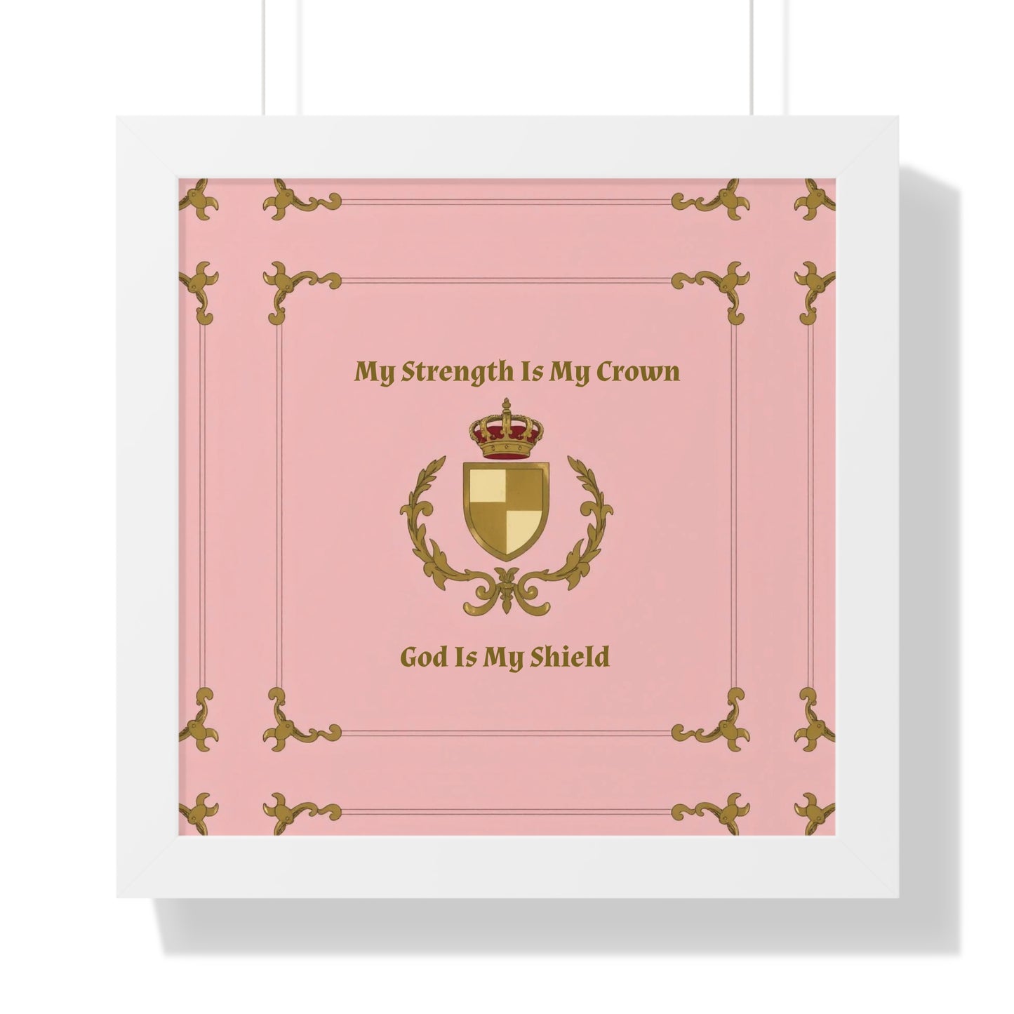 Crest & Crown Spiritual Quote Empowering Framed Poster, Inspirational Wall Art, Crown Design, Home Decor, Motivational Gift, Bible Verse Decoration