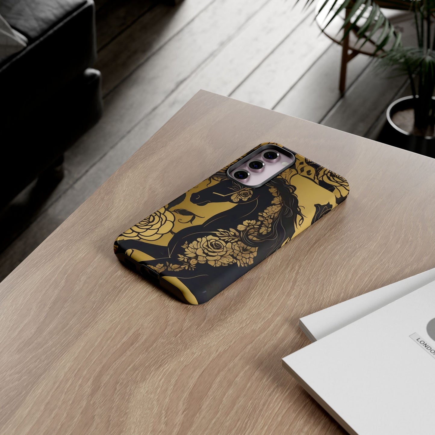 Phone Case - Elegant Horse & Roses Design