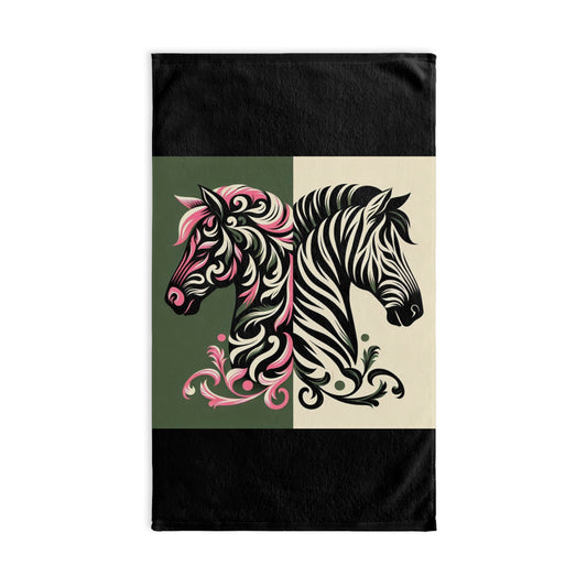 Hand Towel - Luxurious Ornate Zebras & Damask Design - Elegant Home Décor