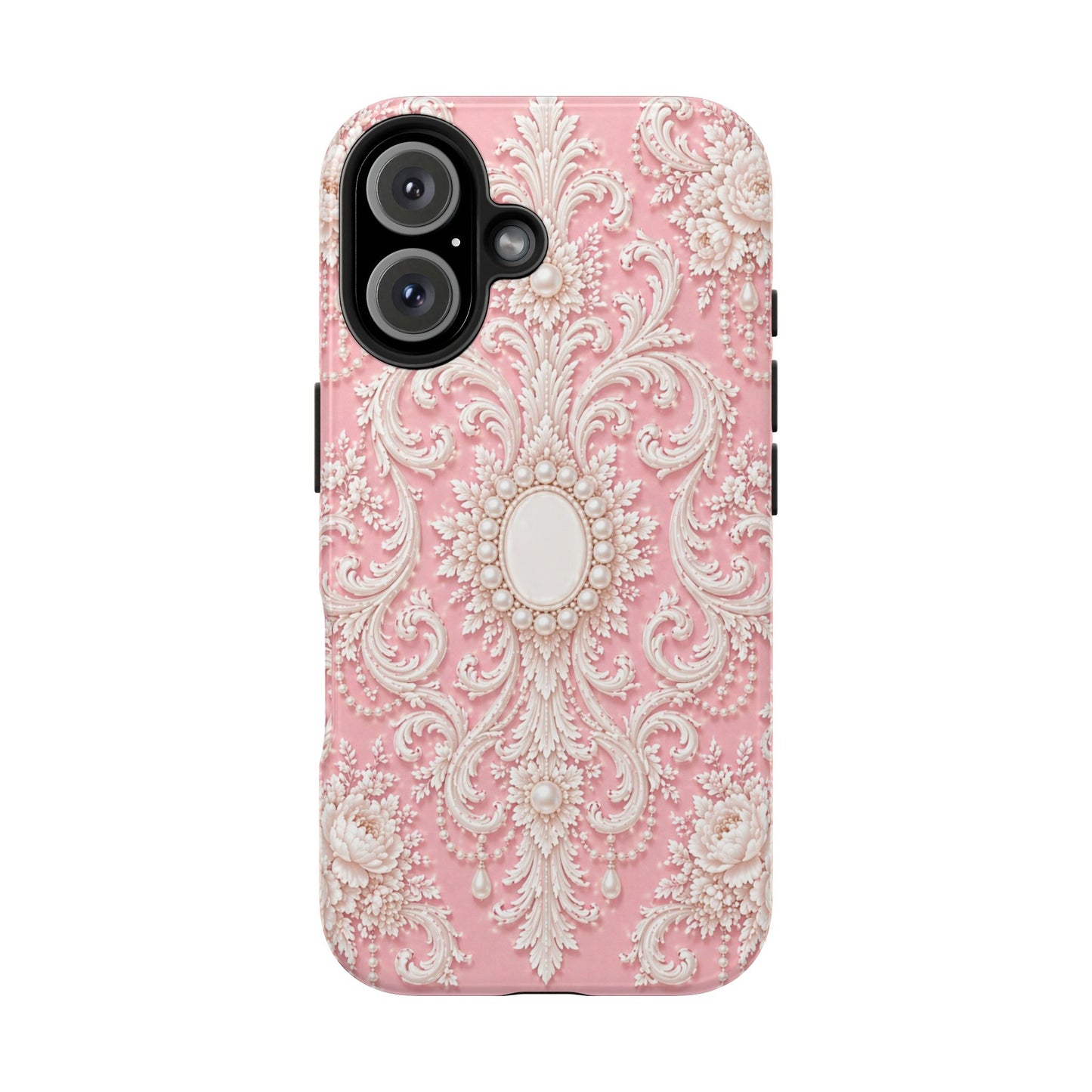 Pink Rococo Elegant Floral Tough Phone Case - Pink Vintage Design