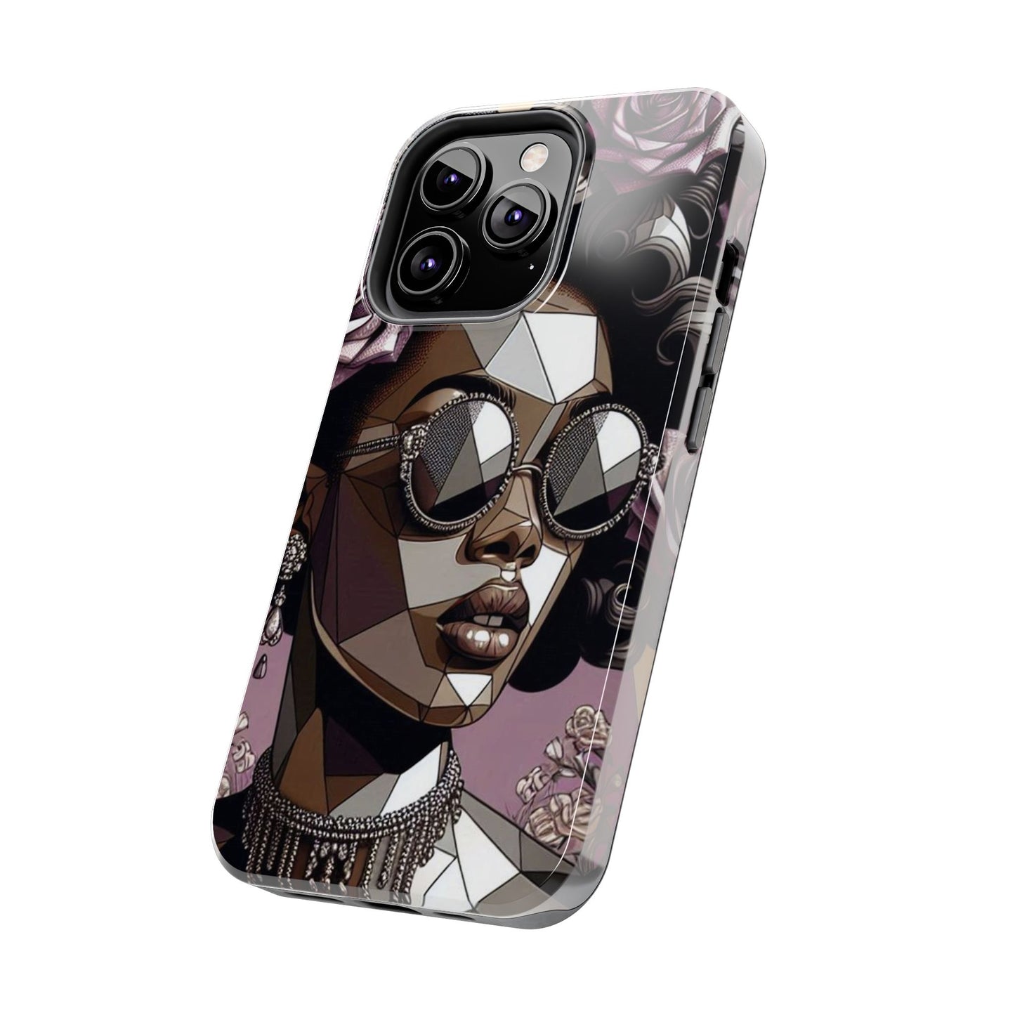 Chic Geometric Phone Case, Stylish Tough Case for Women, Unique Gift, Floral Design, Modern Accessories for Everyday Use - Lilac Baroque Lady
