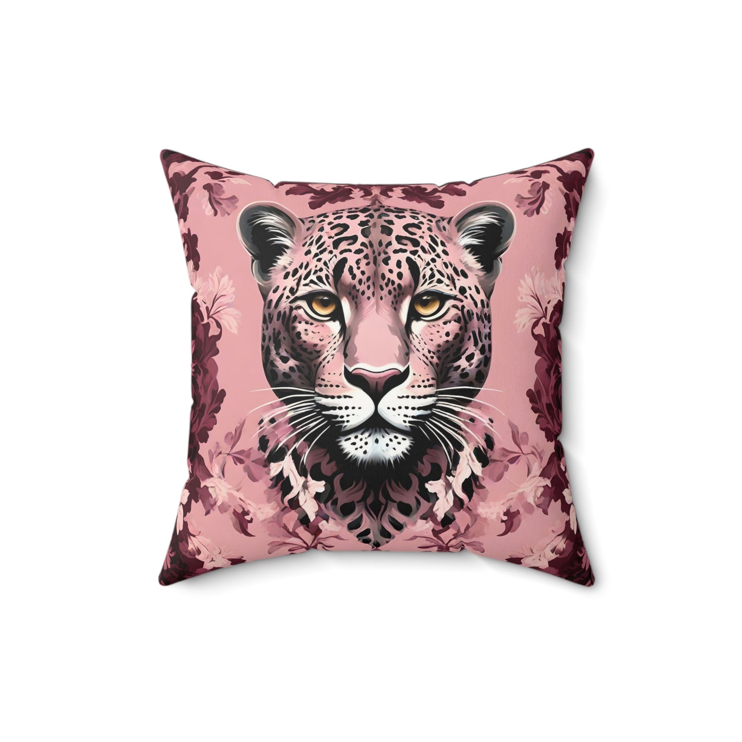Pink Leopard Faux Suede Square Pillow - Chic Home Decor Cushion