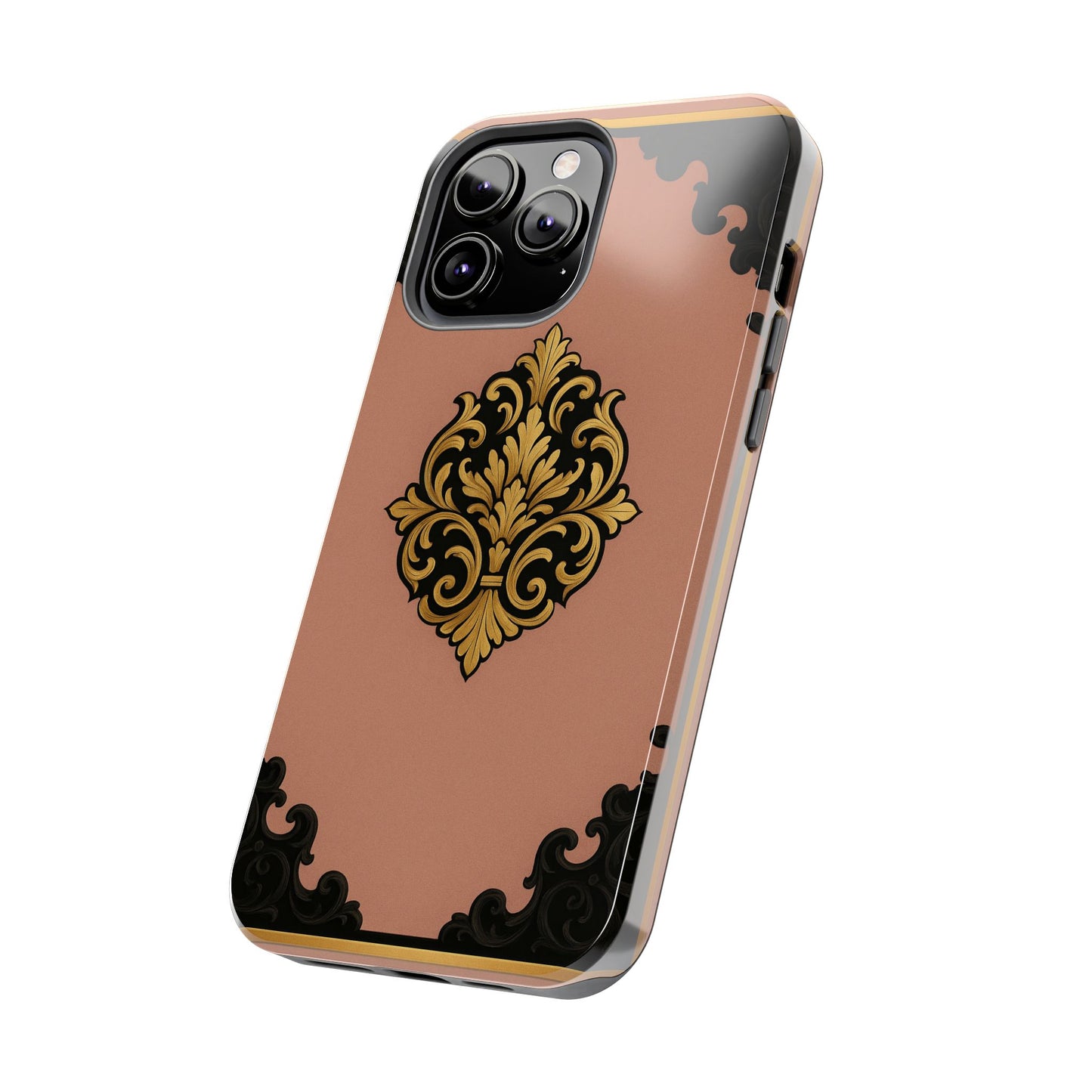 Mauve & Black-Gold Baroque Tough Phone Case — Ornate Protective iPhone Cover