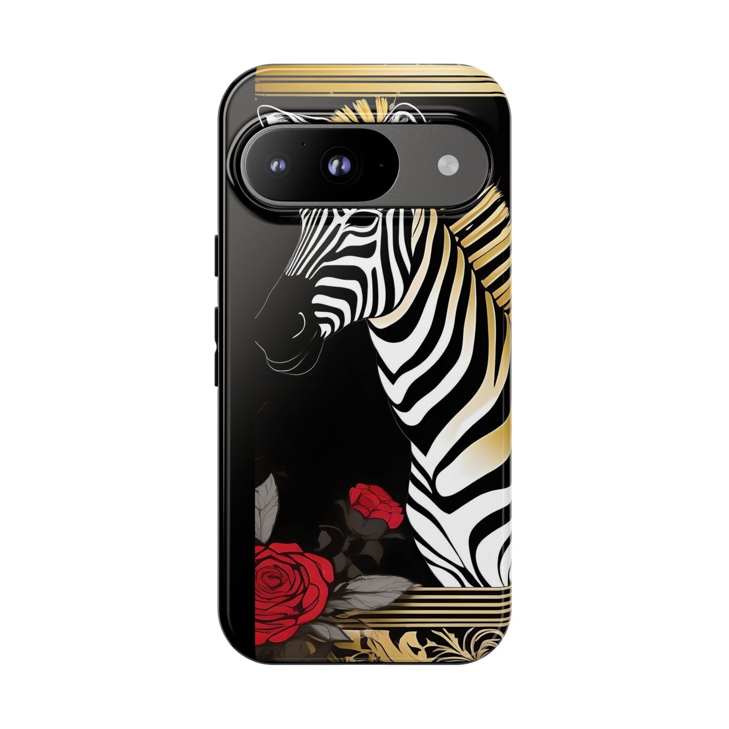 Phone Case - Elegant Zebra & Roses Design