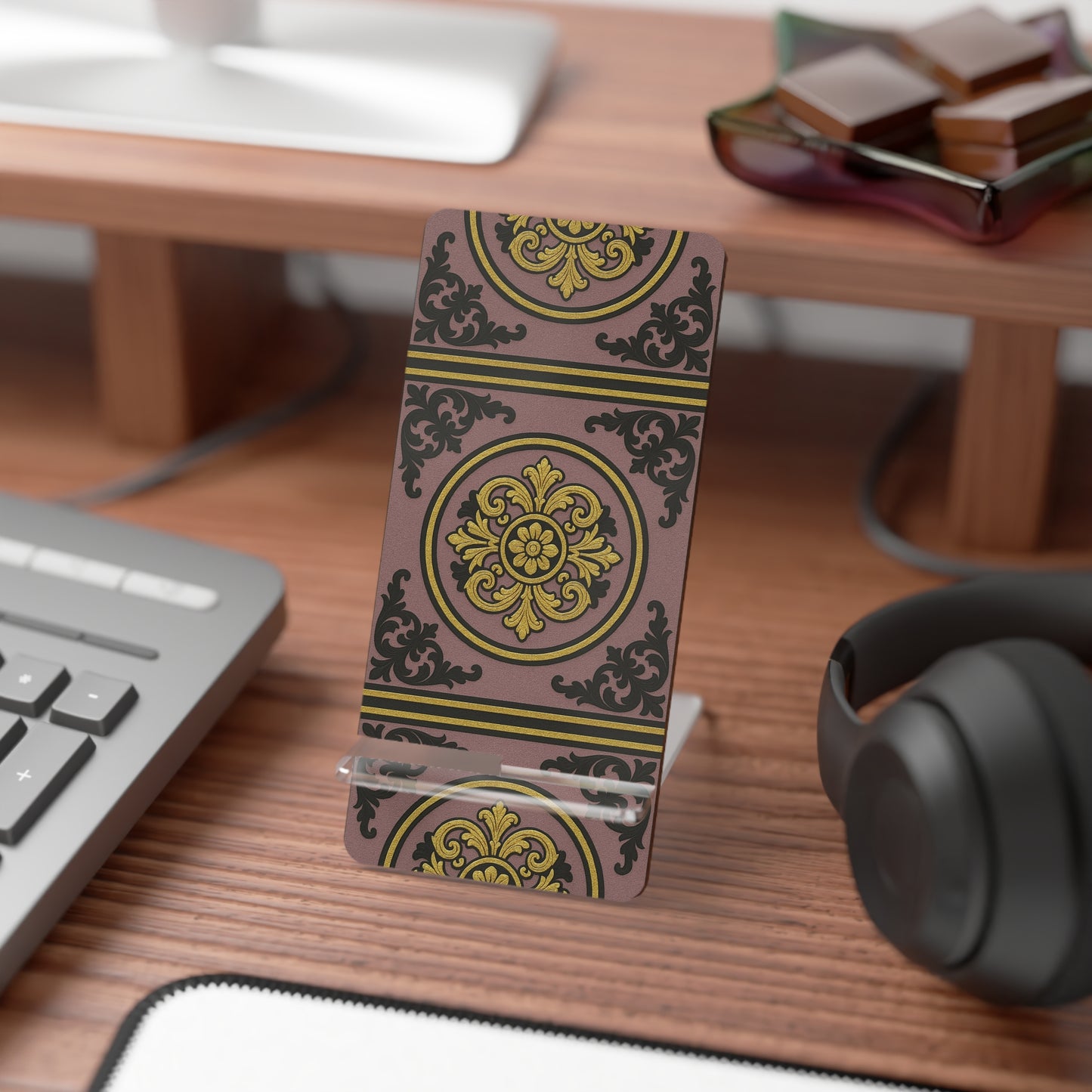 Gilded Mauve With Gold-Black Baroque Mobile Display Stand for Smartphones