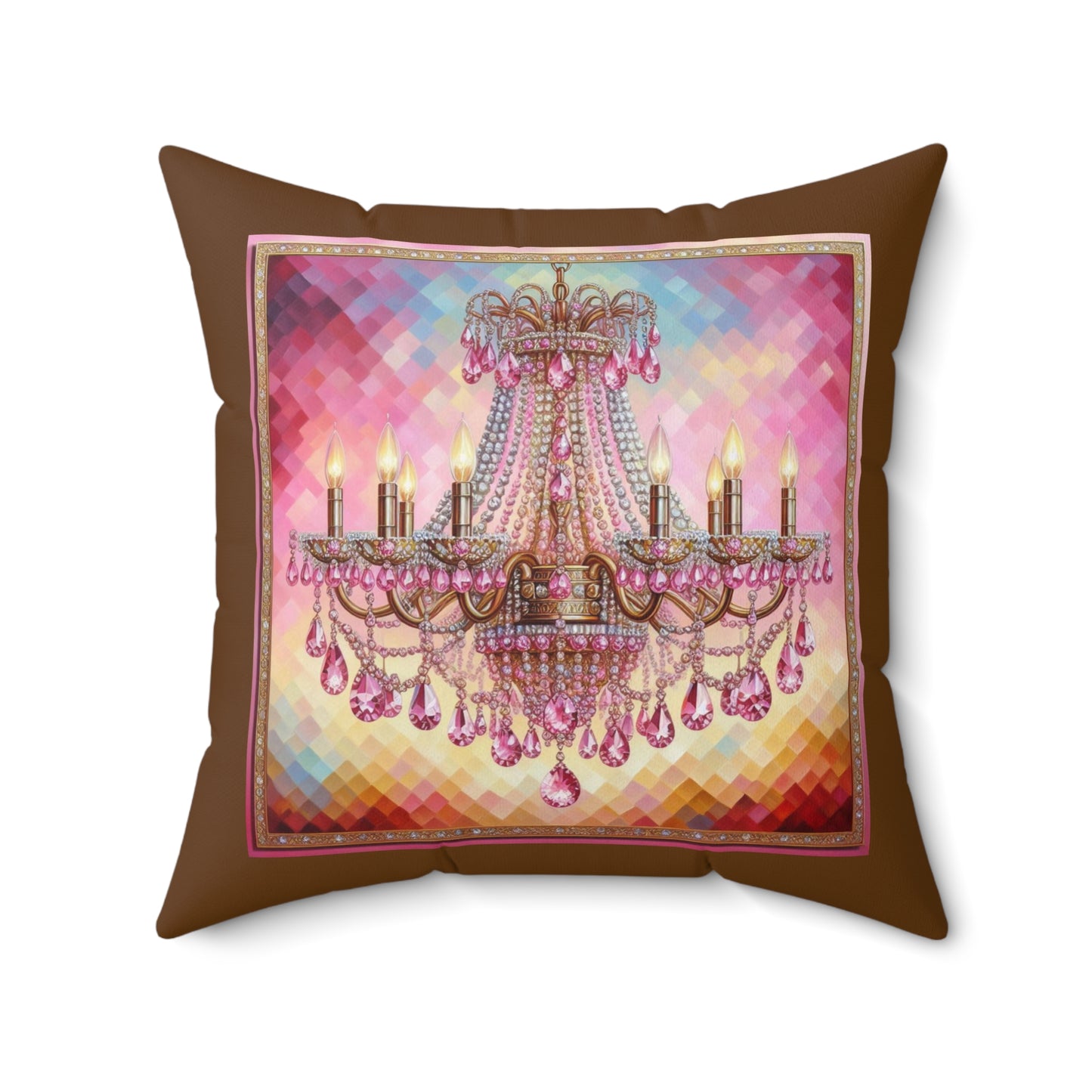 Chic Chandelier Pillow, Decorative Home Decor, Pillow for Living Room, Luxury Accent Pillow, Gift for Housewarming, Pink Chandelier Art