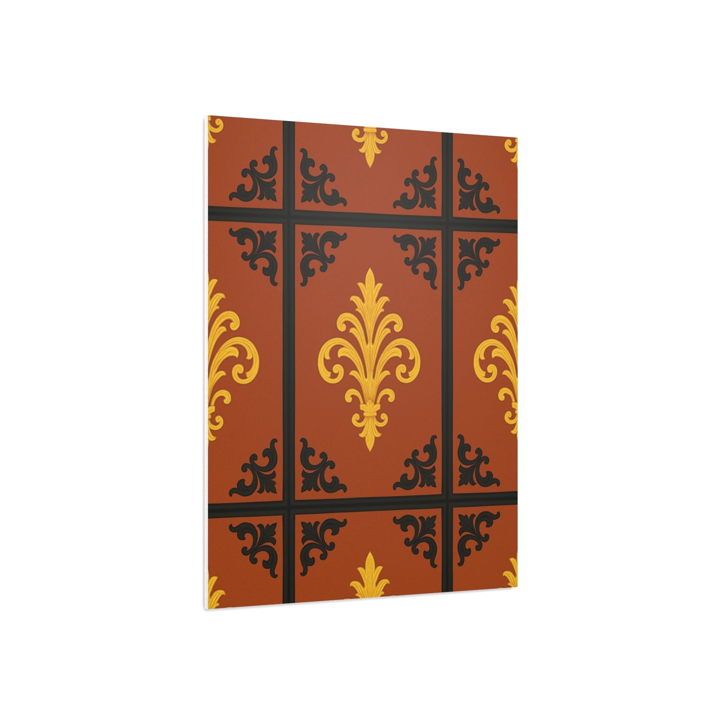 Dusk Terracotta Baroque Foam Board — Baroque Pattern Wall Art (Dusk Terracotta, Gold & Black)