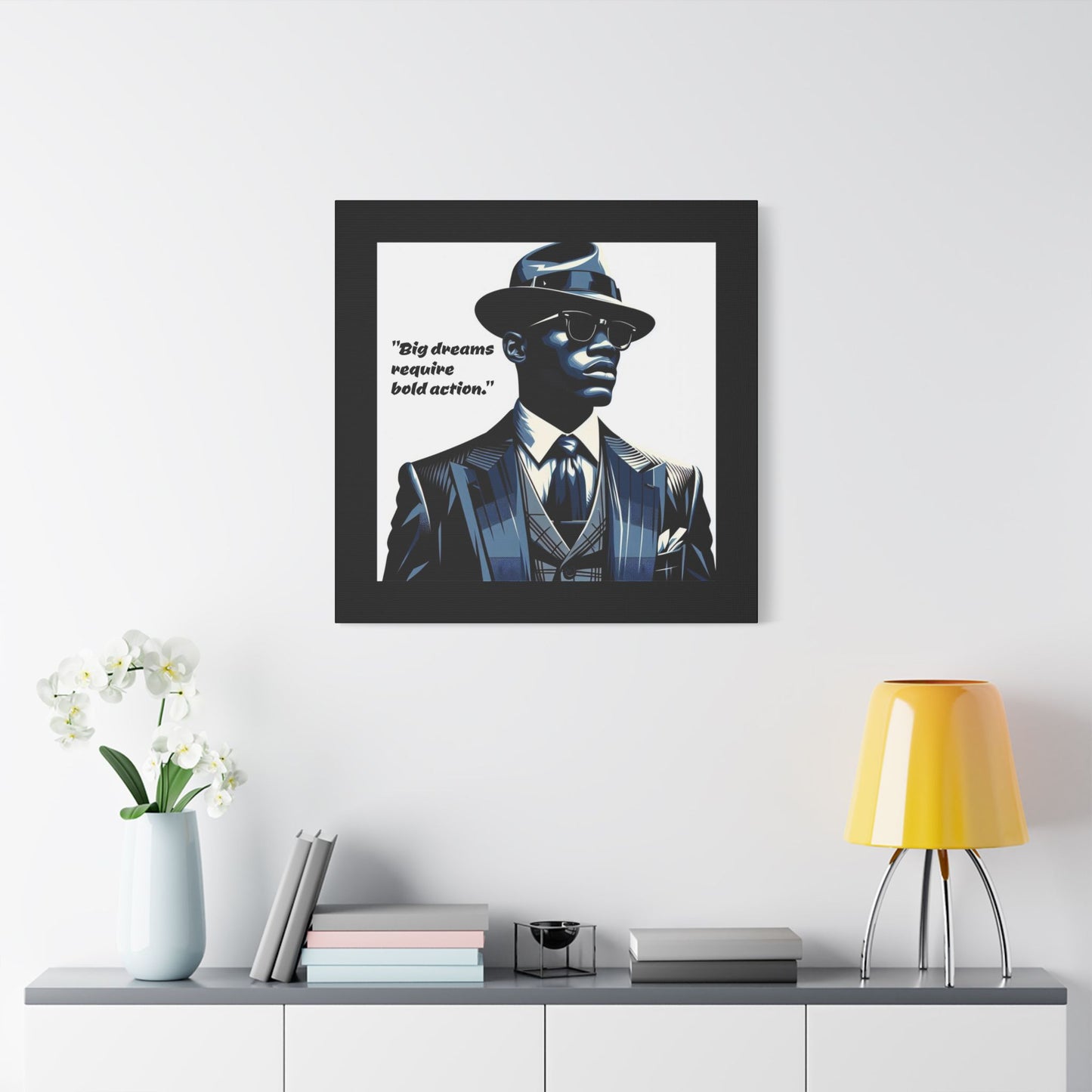 Afro Art Print Canvas, Wall Decor, Satin Stretched Canvas, African American Art, Office Decor, Home Decor - "Big dreams require bold action."