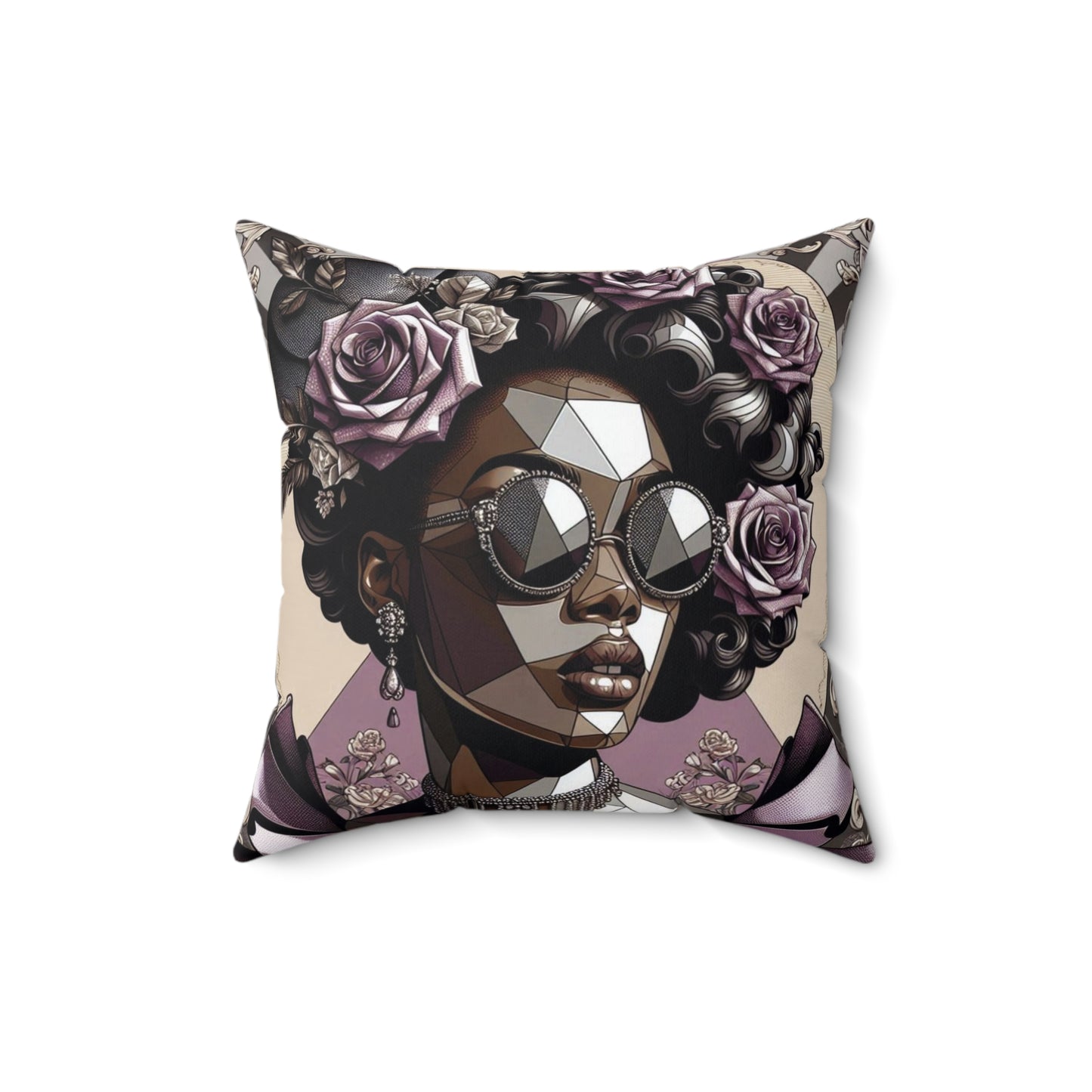Chic Floral Square Pillow | Stylish Home Decor, Floral Accent Pillow, Modern Throw Cushion, Gift for Her - Lilac Baroque Lady