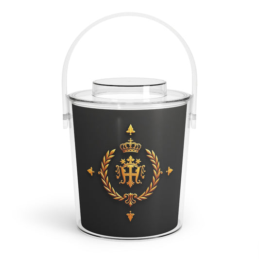 Elegant Party Ice Bucket with Tongs, Luxury Drink Chiller for Entertaining, Home Bar Accessory, Wedding, Holiday Gift - Gold Crest