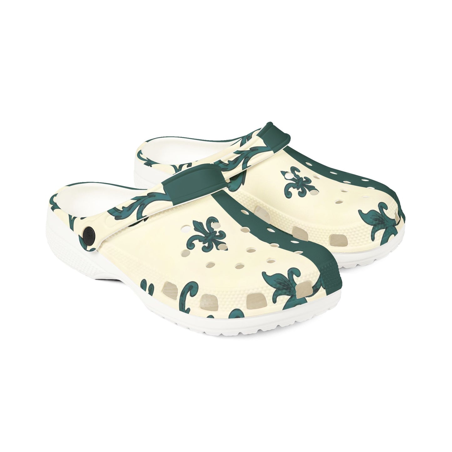 Stylish EVA Foam Rubber Shoes, Trendy Garden Clogs, Comfortable Summer Footwear, Perfect for Outdoors - Teal Striped Rococo
