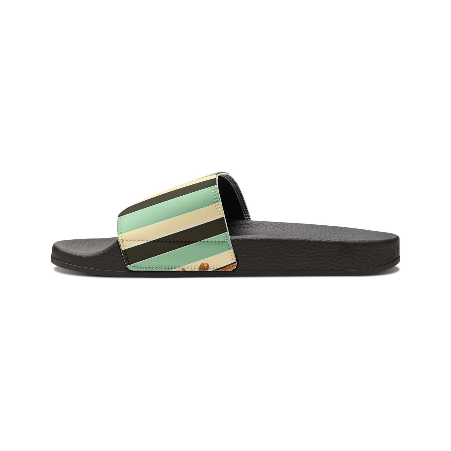 Chic Removable-Strap Sandals for Women, Summer Footwear, Beach Slides, Casual Slippers, Vacation Essentials - Black & Matte Mint Striped Rococo
