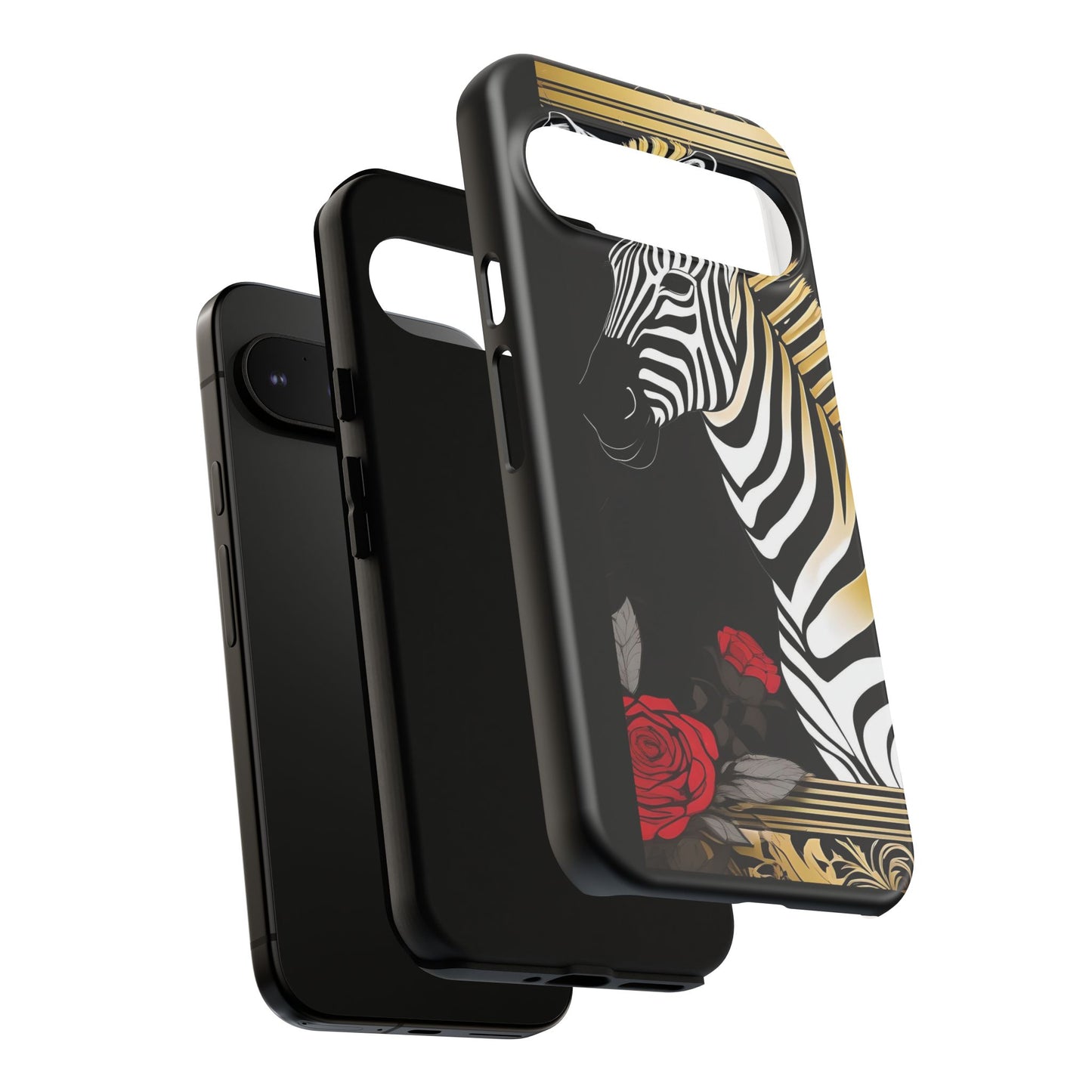 Phone Case - Elegant Zebra & Roses Design