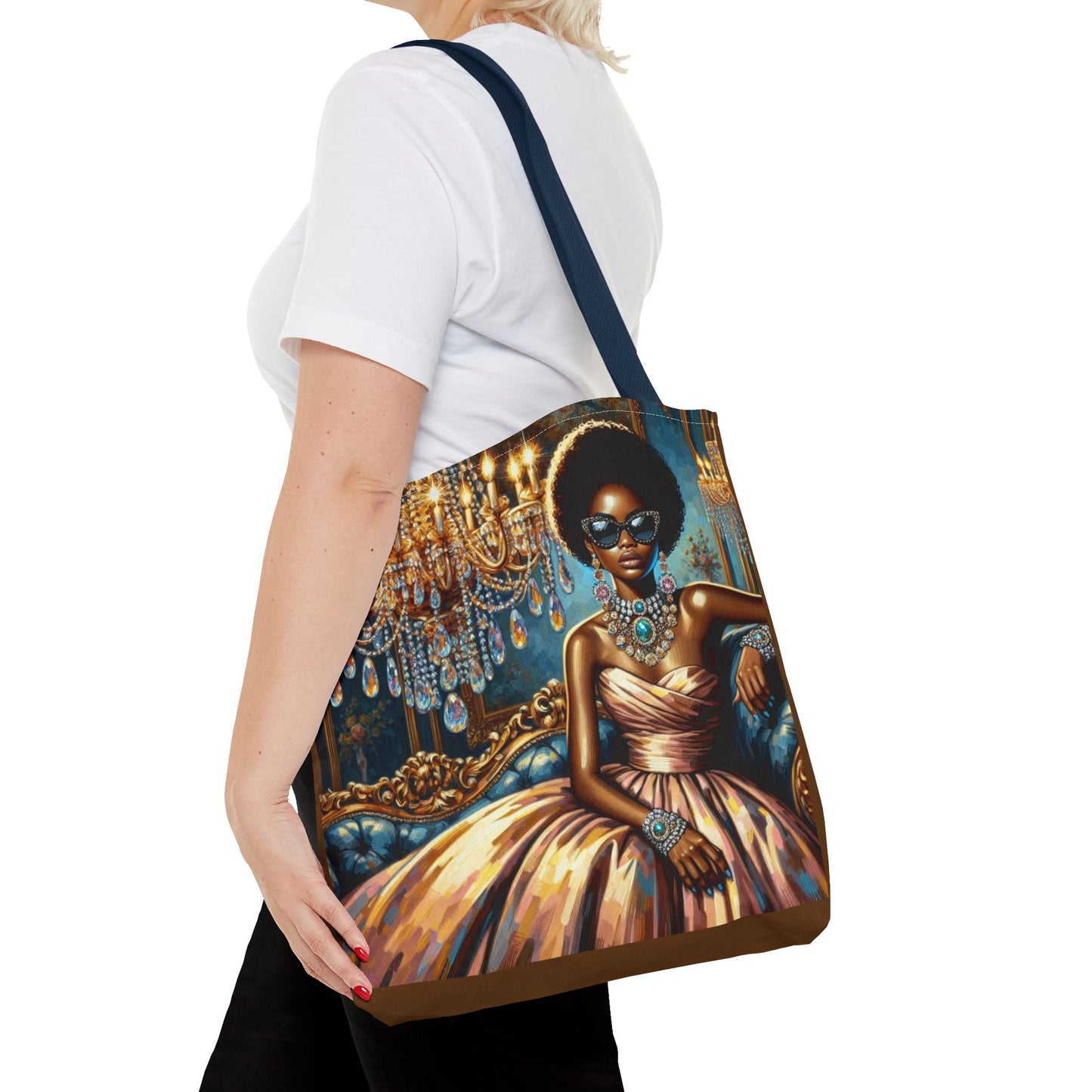 Elegant Fashion Tote Bag, Chic Handbag for Women, Stylish Shopping Bag, Glamorous Gift for Her, Art Tote - Elegant Lady & Chandelier