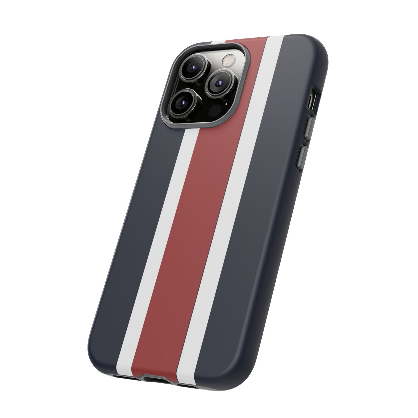 Lunar Midnight & Red-White Striped Stylish Phone Case - Tough Cases, Custom iPhone Cover, Sleek Phone Accessories, Gifts for Him/Her