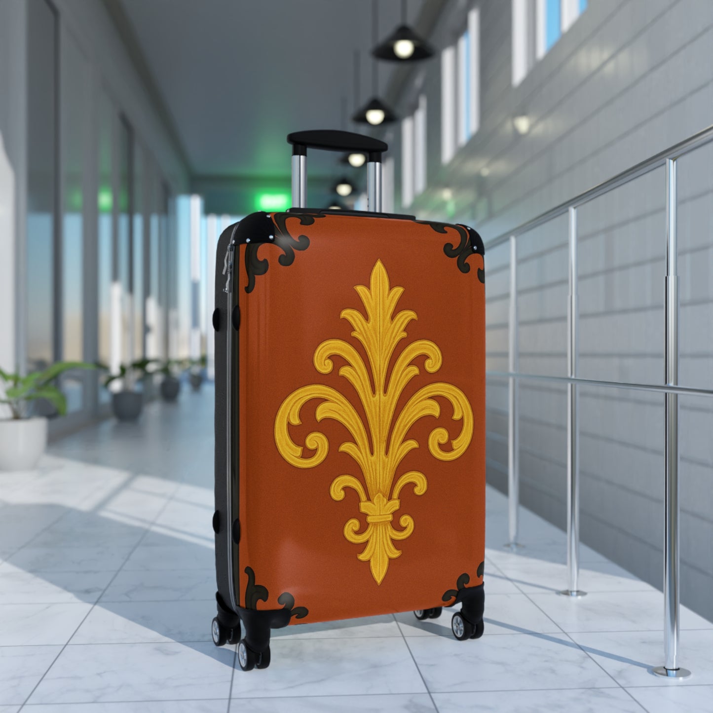 Dusk Terracotta Baroque Carry-On Suitcase – Vintage Baroque Travel Luggage