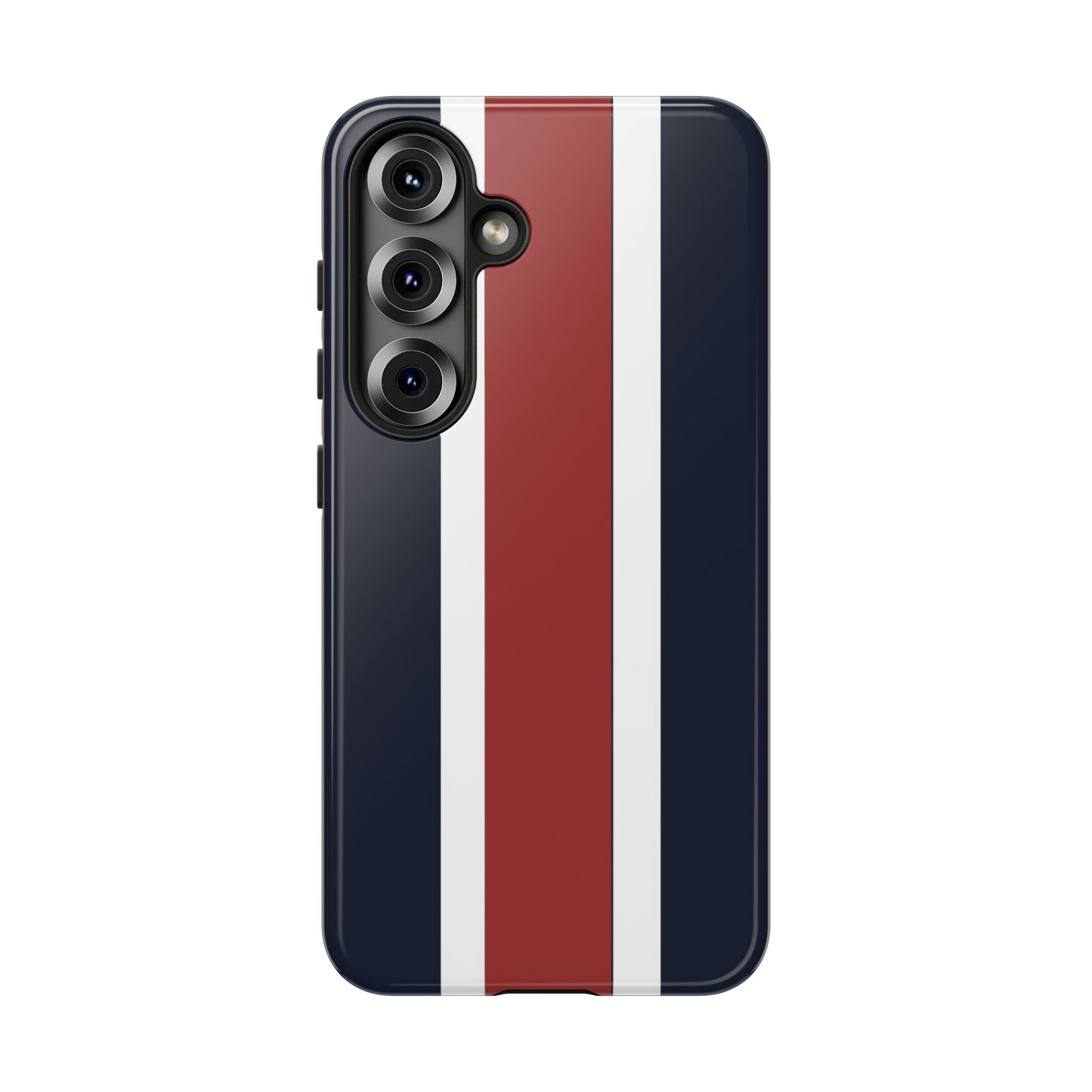 Lunar Midnight & Red-White Striped Stylish Phone Case - Tough Cases, Custom iPhone Cover, Sleek Phone Accessories, Gifts for Him/Her