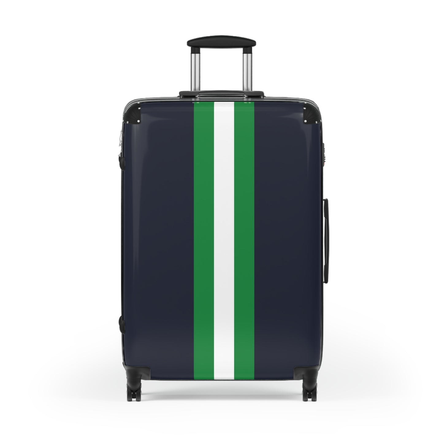 Lunar Midnight & Green-White Striped Stylish Carry-On Suitcase | Travel in Style, Lightweight Luggage, Gym Bag, Weekender Travel, Holiday Gift Idea