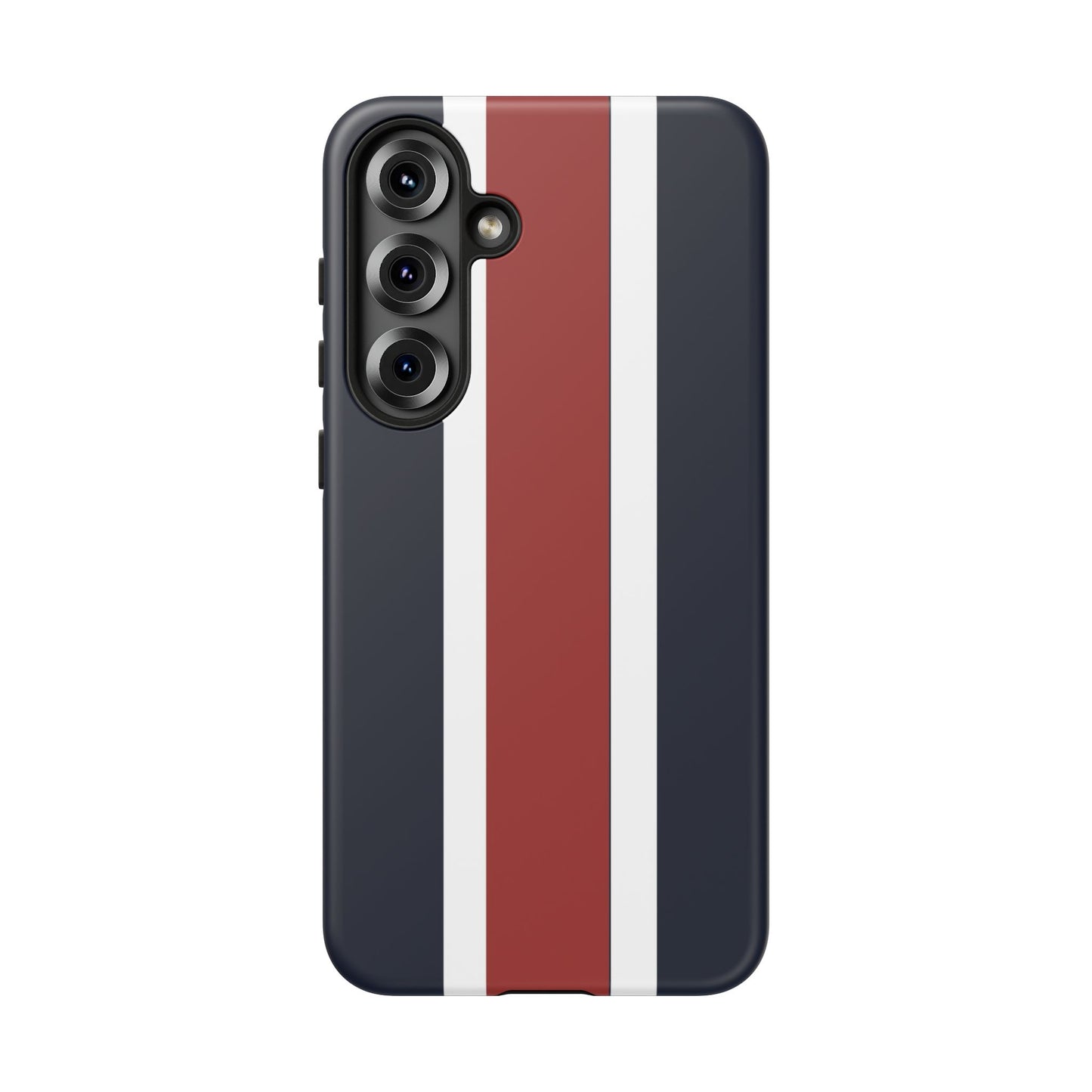 Lunar Midnight & Red-White Striped Stylish Phone Case - Tough Cases, Custom iPhone Cover, Sleek Phone Accessories, Gifts for Him/Her