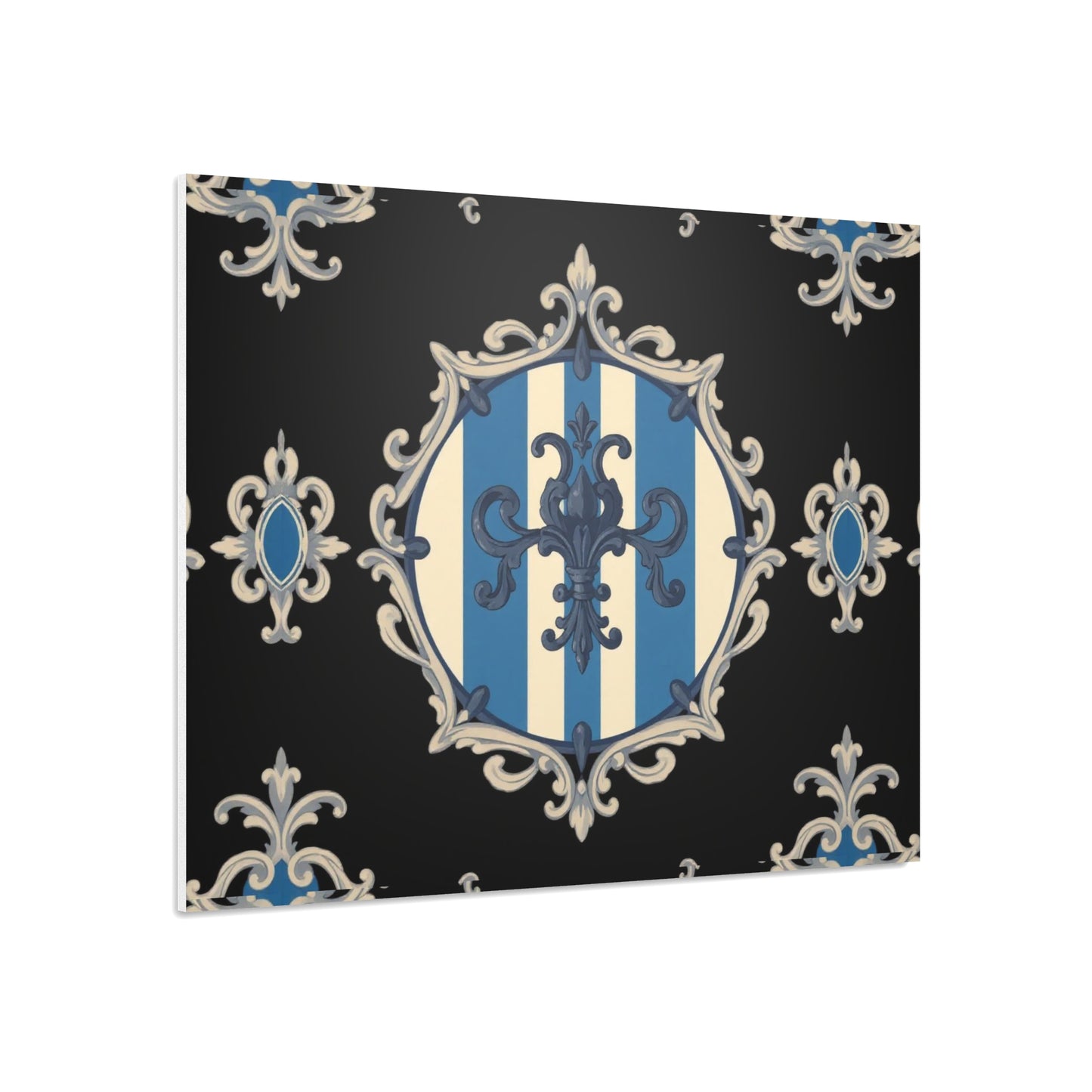 Elegant Blue & Alabaster Striped Baroque Decorative Foam Board Art, Home Decor Wall Display, Unique Gift for Housewarming, Event Decorations