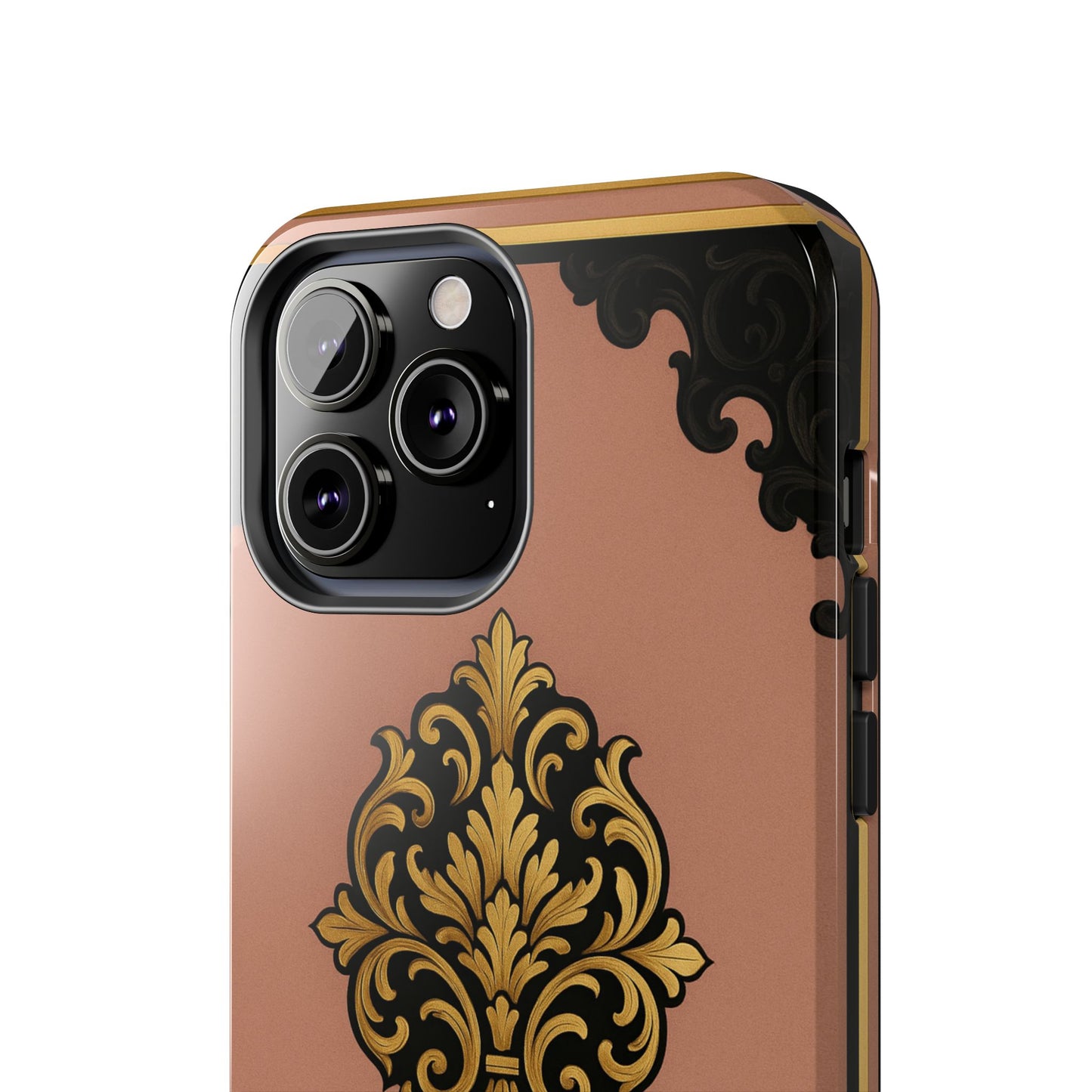 Mauve & Black-Gold Baroque Tough Phone Case — Ornate Protective iPhone Cover